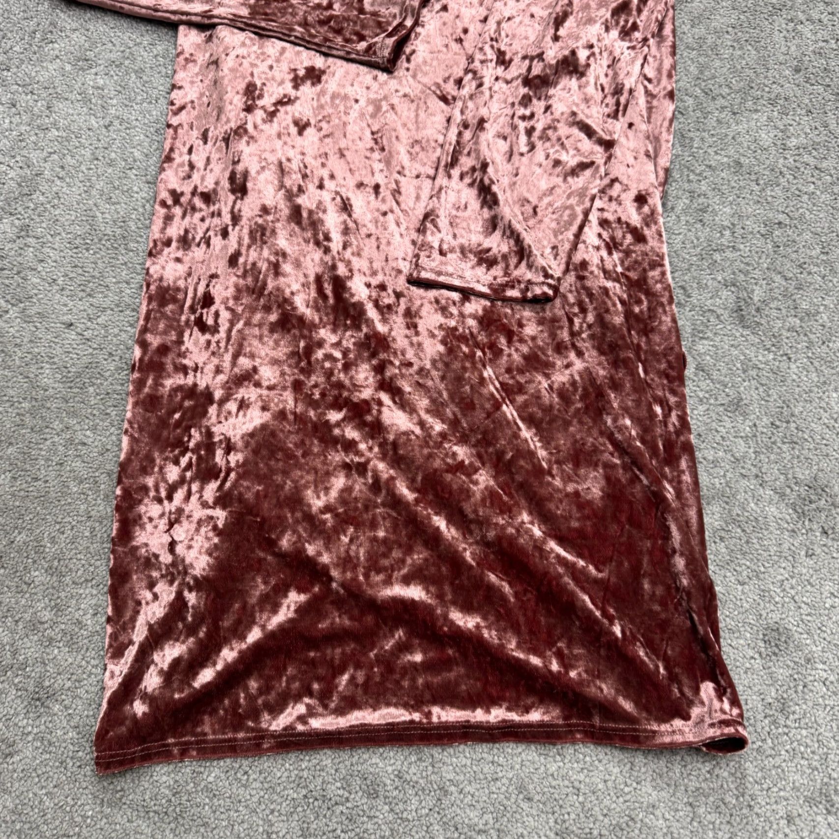 Velvet Womens Velvet Ruched Wrapped Midi Dress 3XL Pink Mauve Long Sleeve Party Dress Size XXL / US 16-18 / IT 52-54 - 3 Thumbnail