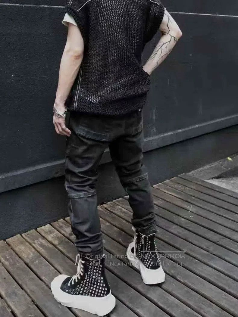 Rick Owens RICK OWENS size S Black Curved Knife Zipper Ribbon Jeans Size US 27 - 7 Thumbnail