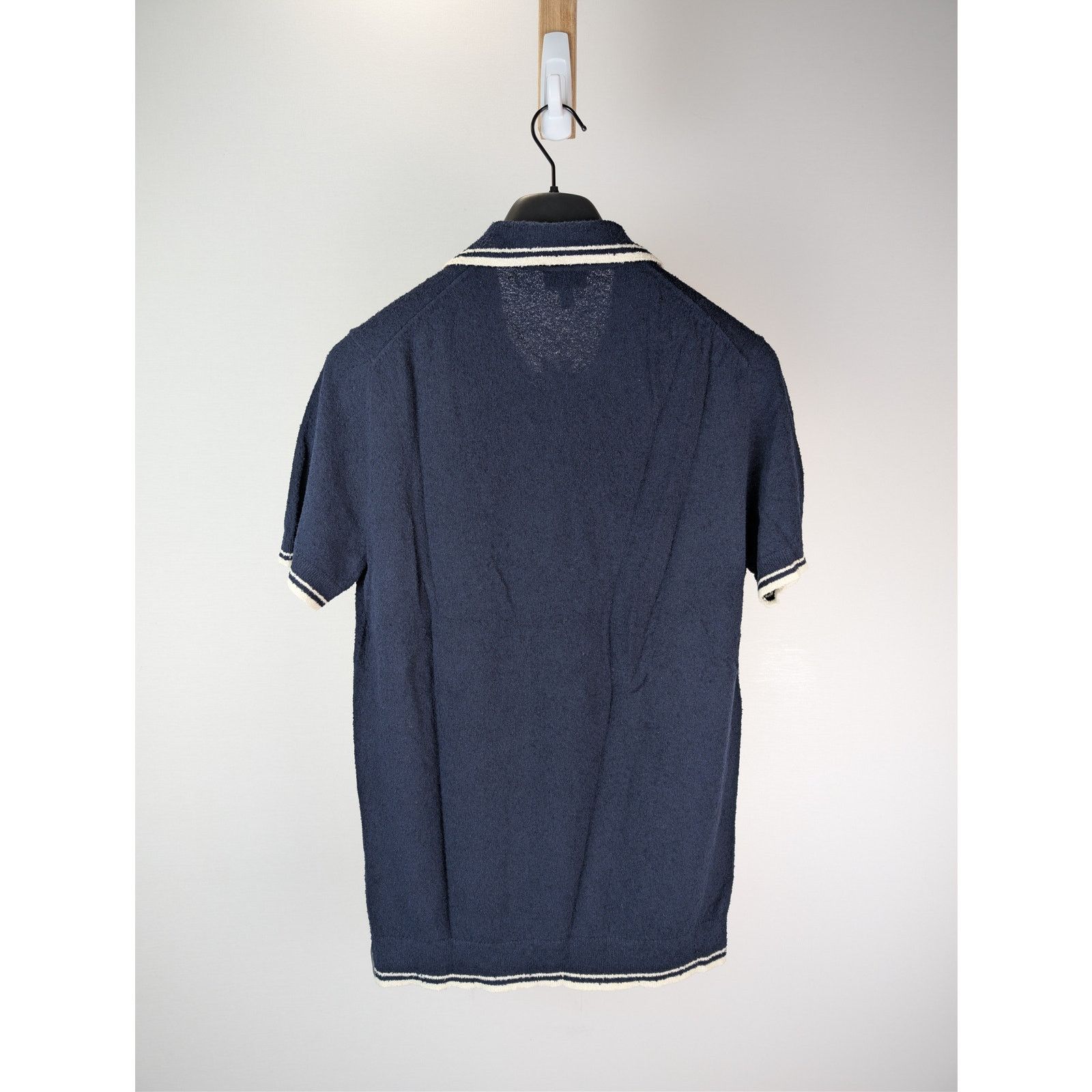 Todd Snyder o1rshd1 CC20 Tipped Boucle Montauk Knit Polo Shirt Navy Blue Size US S / EU 44-46 / 1 - 10 Thumbnail