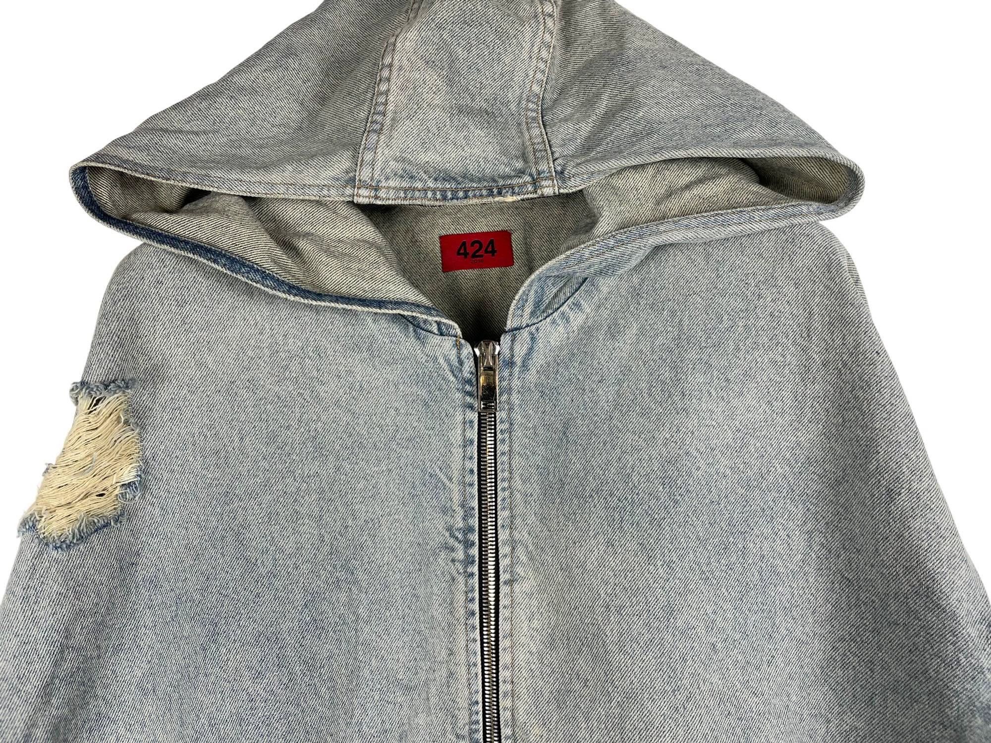 424 424 On Fairfax SS16 Distressed Denim Hooded Jacket Size US L / EU 52-54 / 3 - 3 Thumbnail