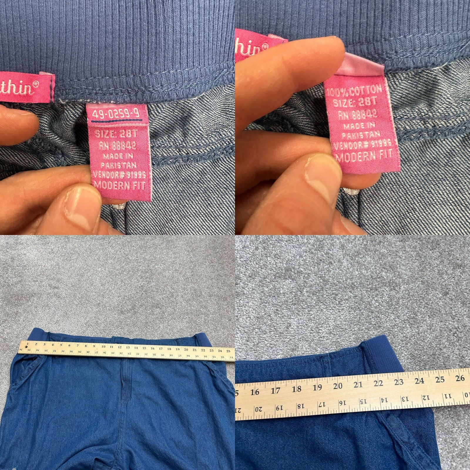 Vintage Woman Within Modern Fit Cargo Denim Jeans 28T Blue Wide Leg Casual 46x32 Womens Size 28" / US 6 / IT 42 - 8 Thumbnail