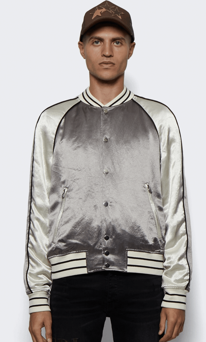 Amiri AMIRI PF22 Satin Souvenir Jacket – Silver/Ivory Size US M / EU 48-50 / 2 - 1 Thumbnail