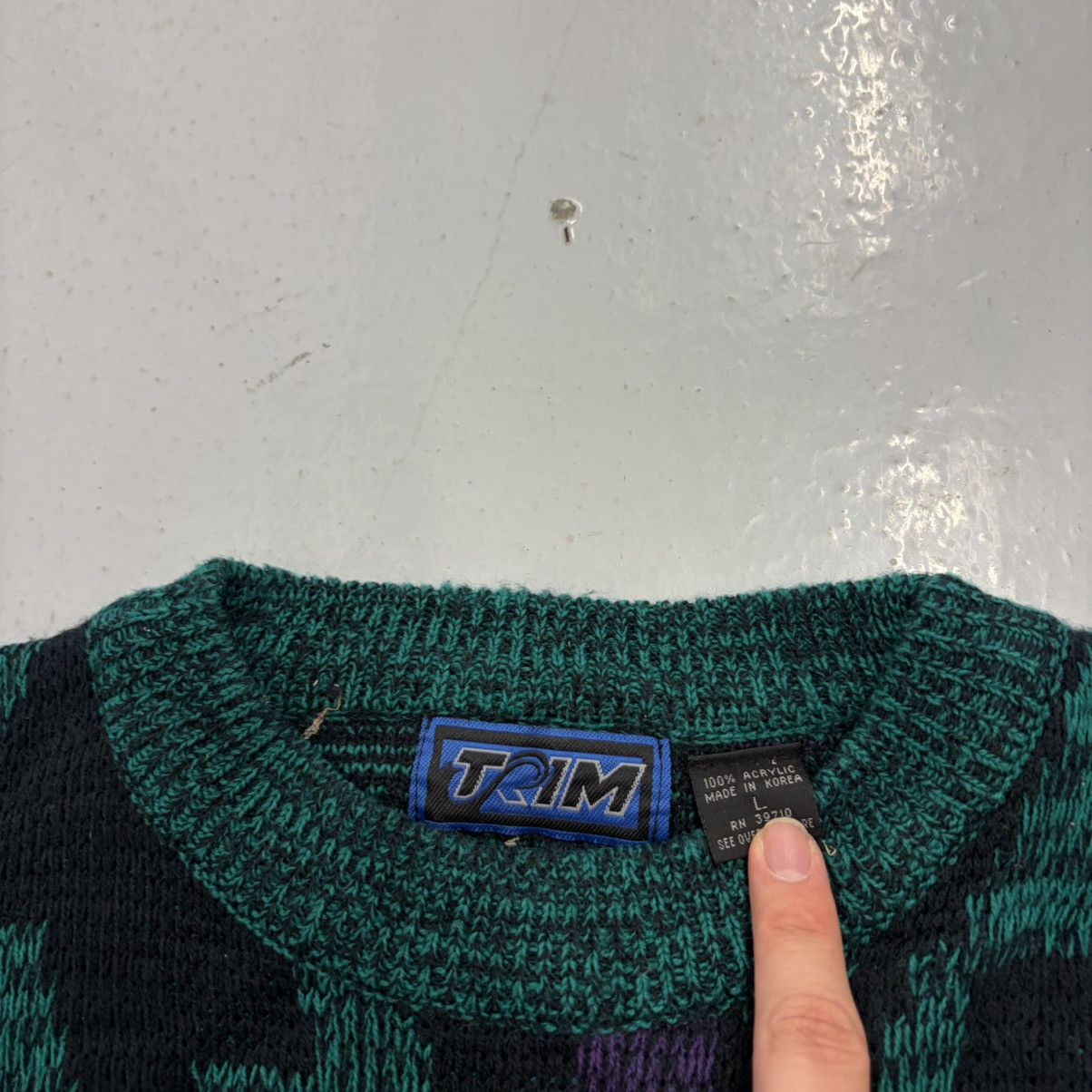 Other Vintage 90s Trim Black/Purple Geometric Acrylic Sweater Size US L / EU 52-54 / 3 - 2 Thumbnail