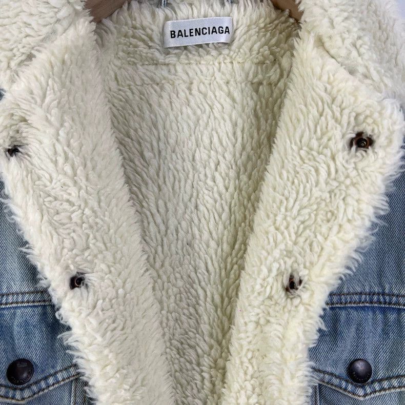 Balenciaga Balenciaga lamb fleece back logo denim jacket-2506 Size US S / EU 44-46 / 1 - 7 Thumbnail