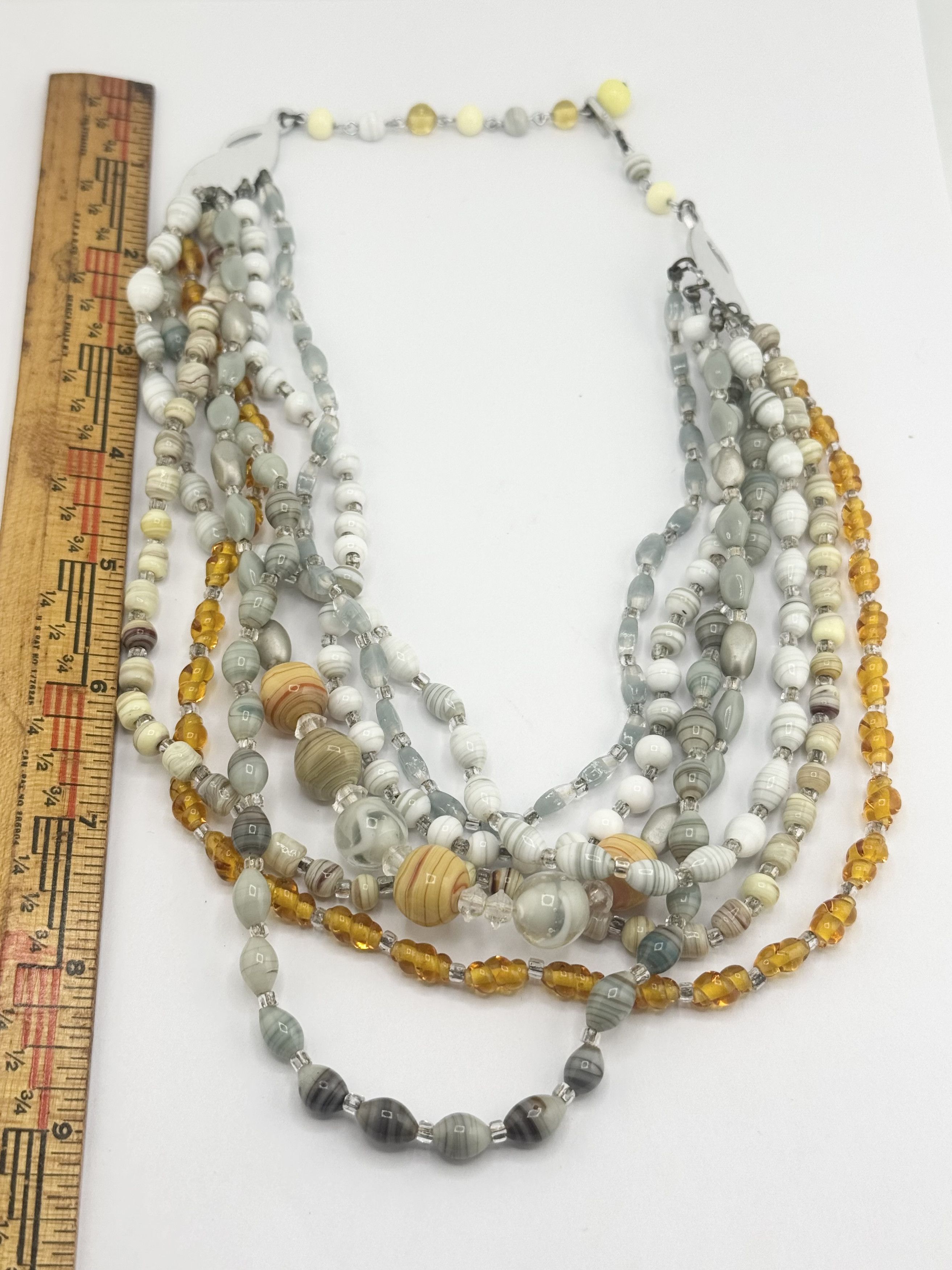 Vintage Vintage glass multi chain beaded collar necklace Size ONE SIZE - 4 Thumbnail