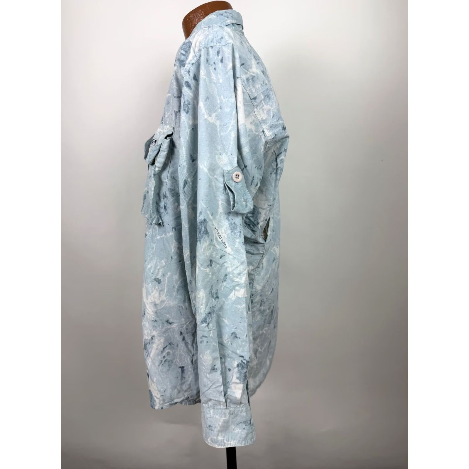 Vintage VINTAGE Aqua Designs Shirt Mens Medium Button-Up Nylon Camo Embroidered Pockets Blue Affinity Outdoor Fish Nature Size US M / EU 48-50 / 2 - 5 Thumbnail