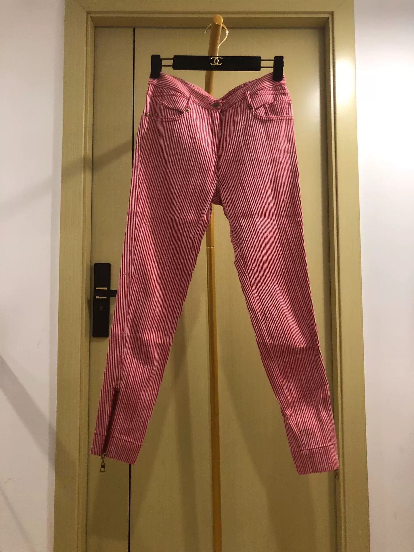 Louis Vuitton Louis Vuitton Red and White Striped Pants Size 40" / US 18 - 1 Thumbnail