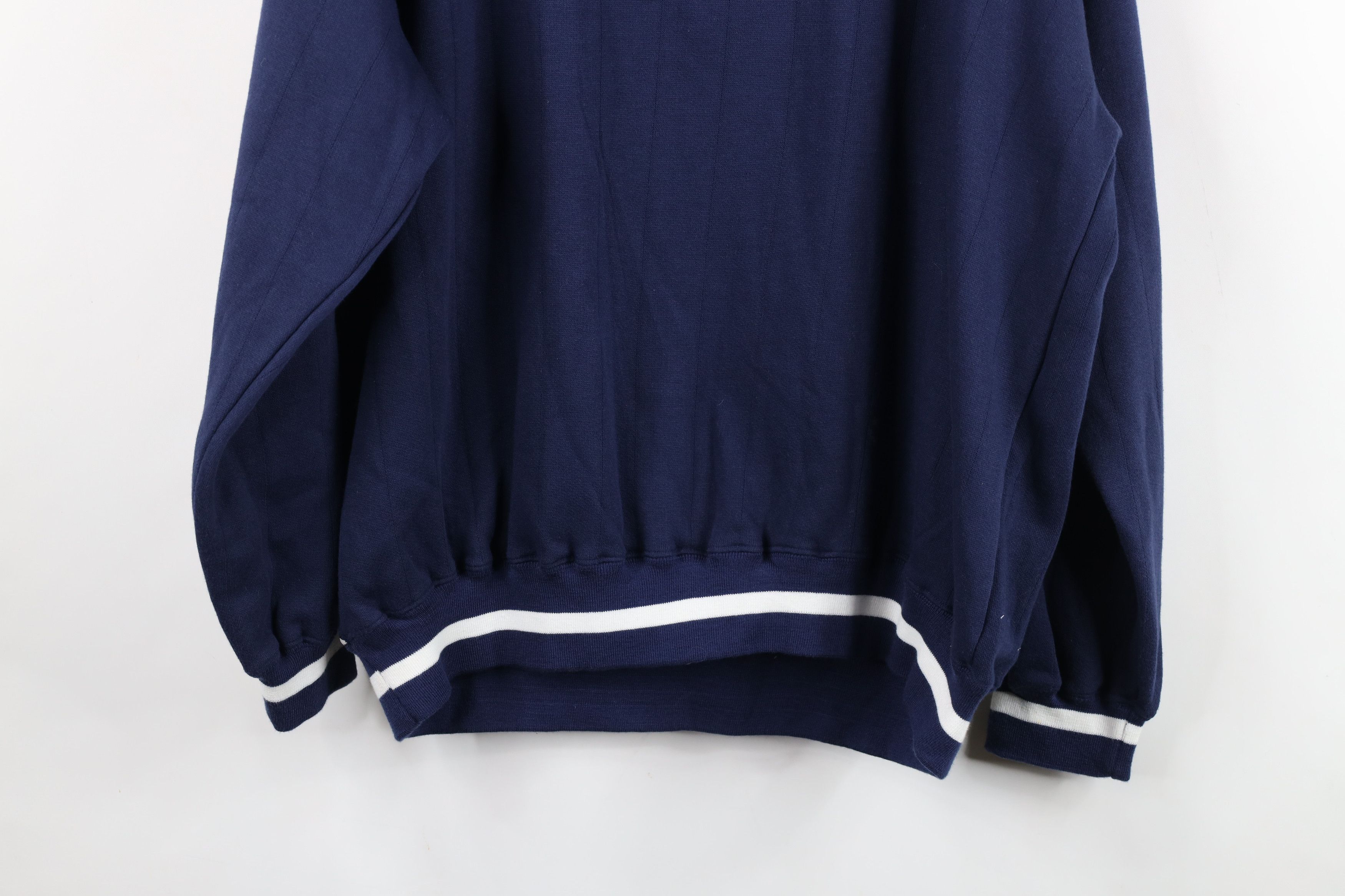 Vintage Vintage 90s Dapper Faded Striped V-Neck Sweatshirt Navy Blue Size US M / EU 48-50 / 2 - 12 Thumbnail