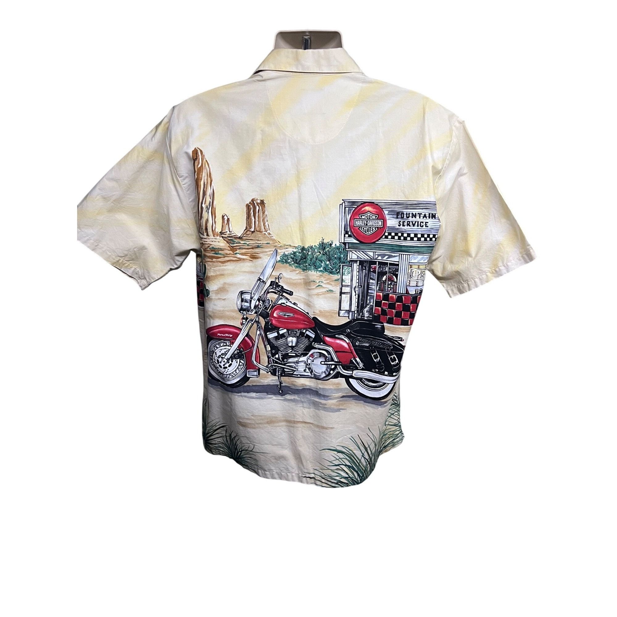 Harley Davidson Harley Davidson Mens Vintage Yellow Motorcycle Big Print But Size US L / EU 52-54 / 3 - 2 Thumbnail