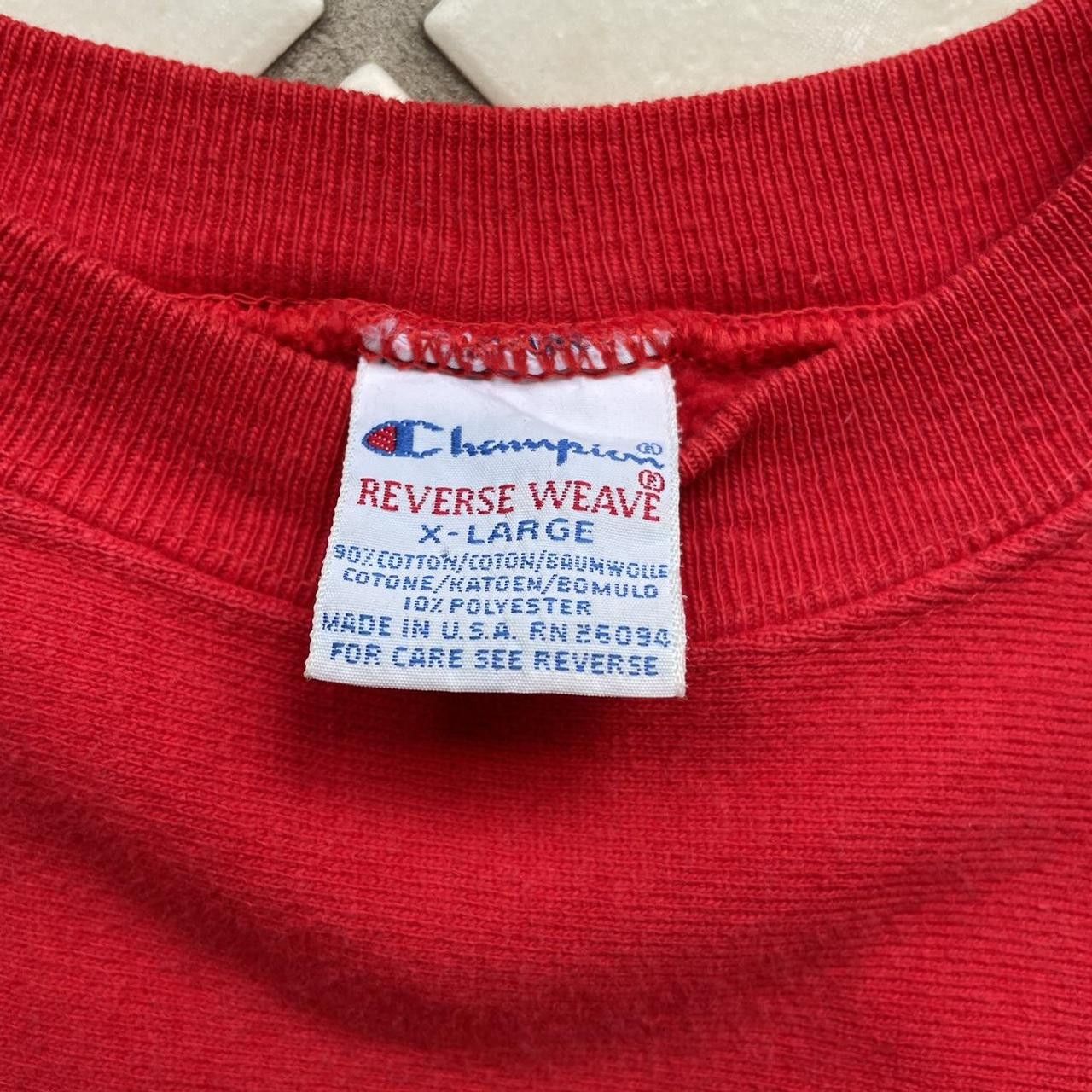 Champion × Vintage Vintage 90's Red Champion Reverse Weave Sweatshirt Size US XL / EU 56 / 4 - 3 Thumbnail