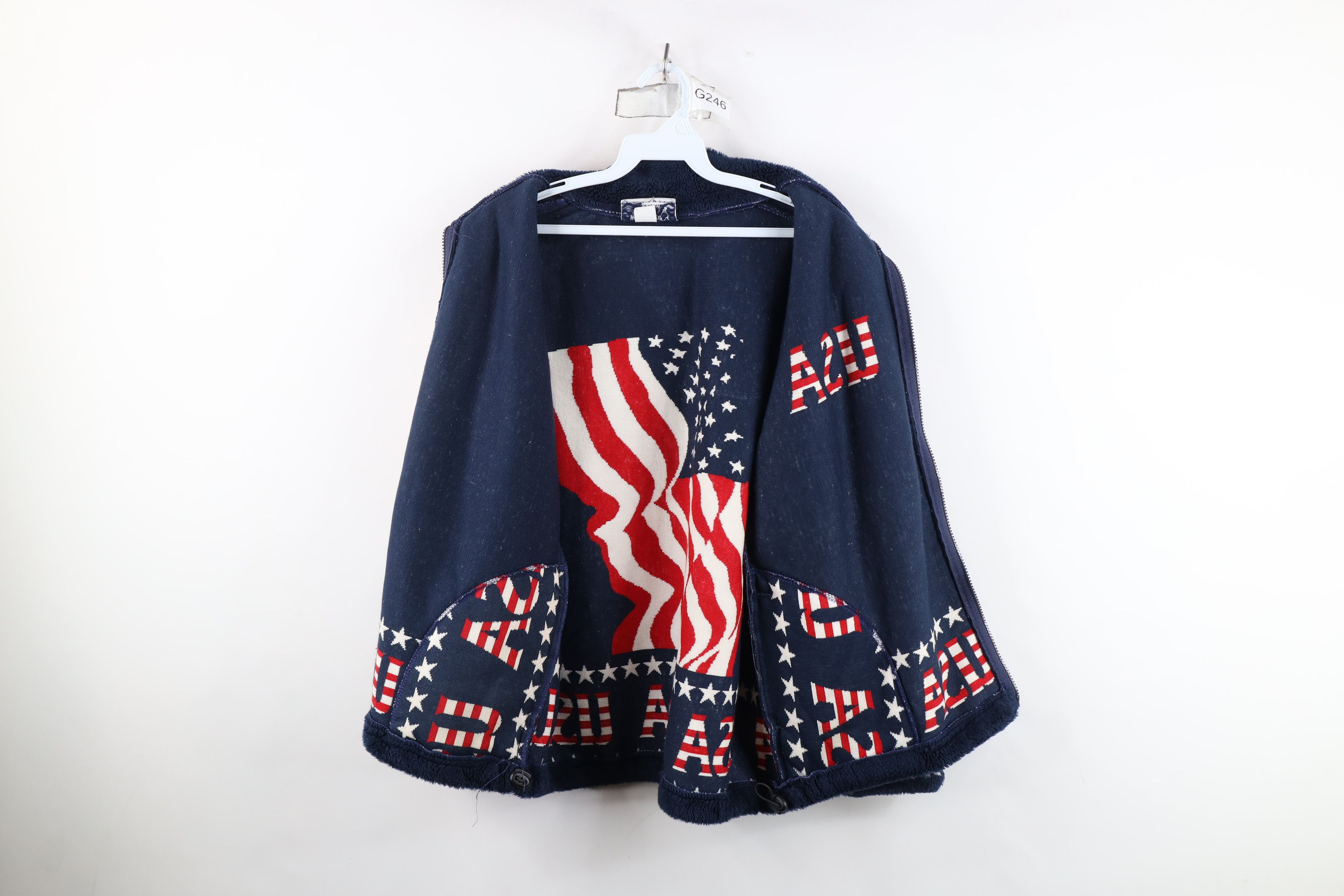 Vintage Vintage 90s Streetwear Flag All Over Print Fleece Jacket USA Size US M / EU 48-50 / 2 - 10 Thumbnail