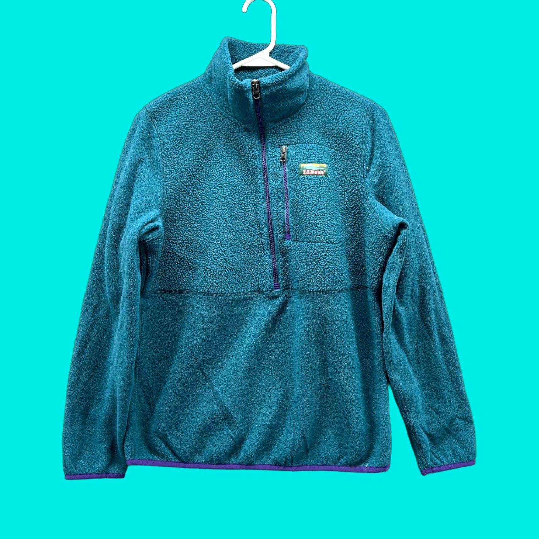 Vintage VINTAGE L.L.Bean Sweater Women Small Teal Blue Half Zip Mountain Fleece Polartec 1/2 Zip Jacket Pullover Size S / US 4 / IT 40 - 1 Thumbnail