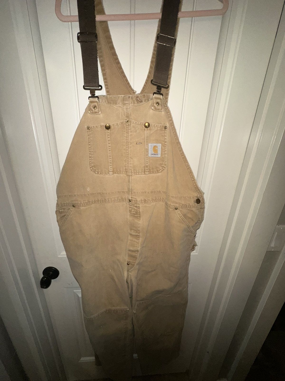 Carhartt Authentic vintage Carhartt duck canvas bib overalls in tan. Size US 44 / EU 60 - 3 Thumbnail