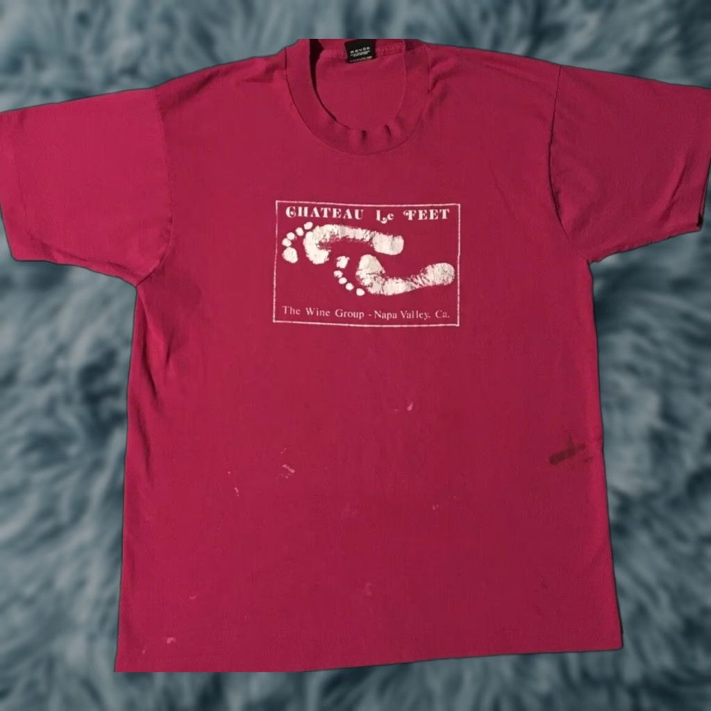 Vintage VINTAGE 90s Chateau Le Feet Wine Faded Shirt L Napa Alcohol Funny Beer Bar Grunge Shirt Men Pink Size US L / EU 52-54 / 3 - 1 Thumbnail