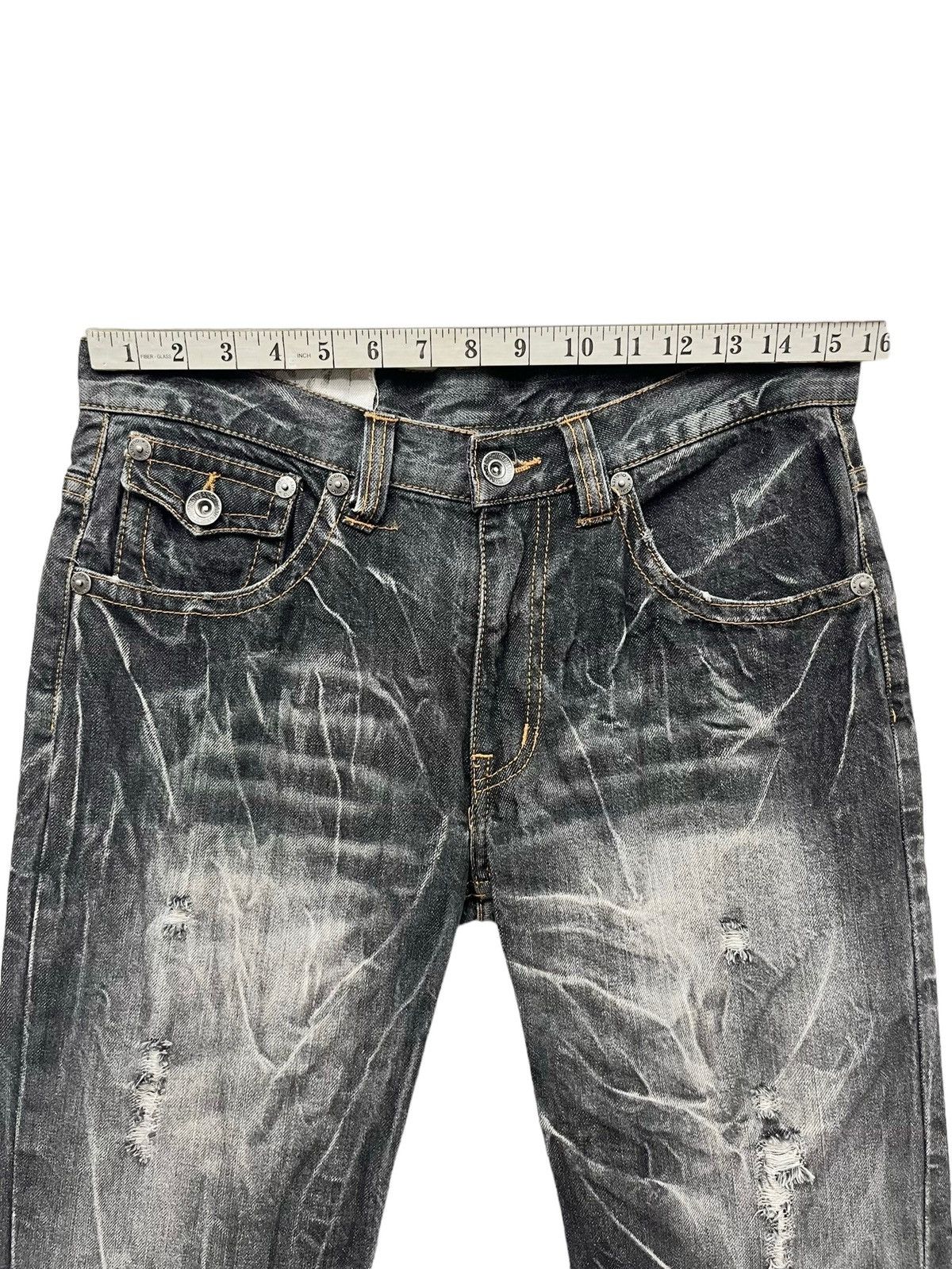 Japanese Brand 🔥BLACK FLARE🔥ANTFUI Distressed Punk Whiskered Luxury Denim Size 31" - 13 Thumbnail