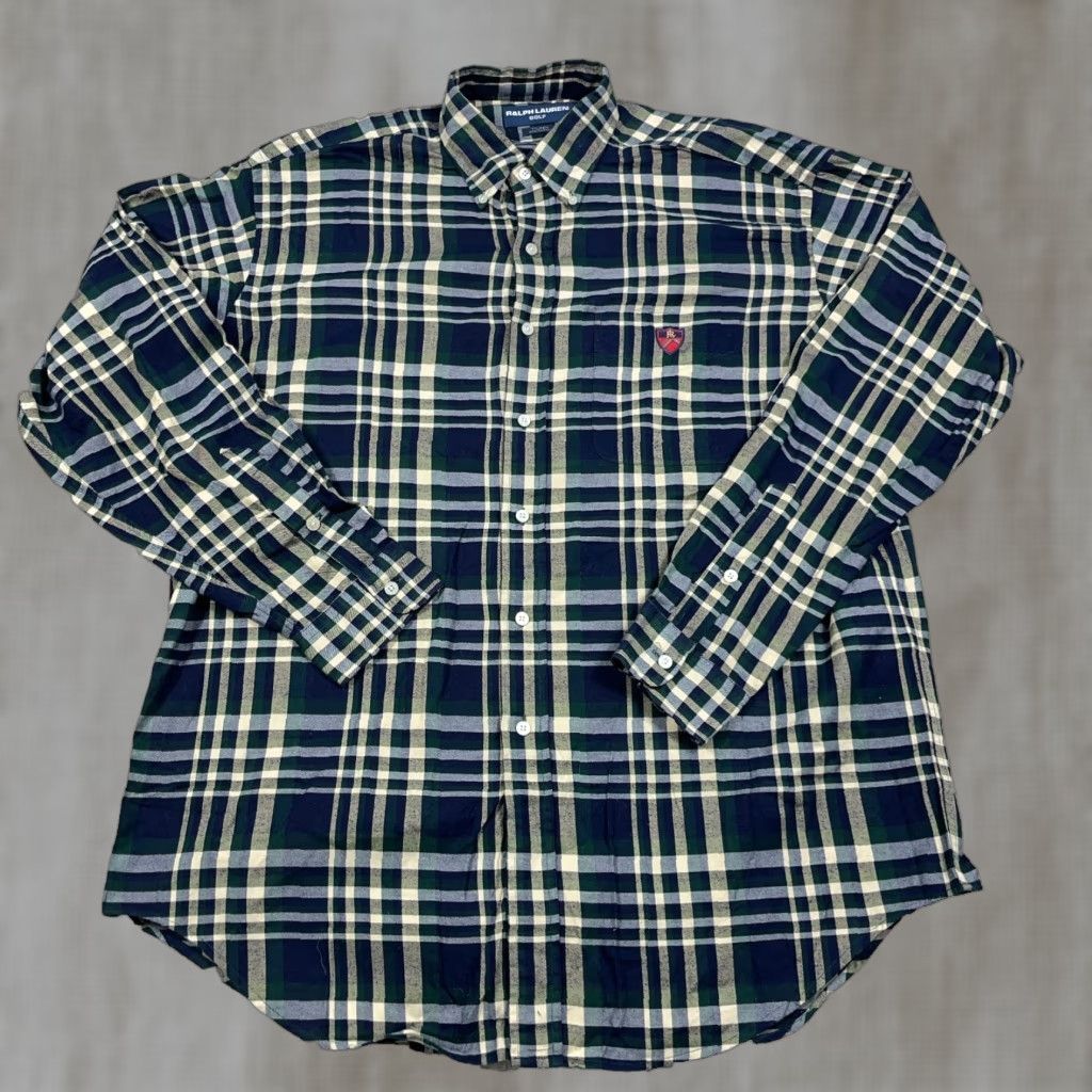 Ralph Lauren Ralph Lauren Button-Up Shirt Men L Blue Plaid Flannel Slim Crest VTG Size US L / EU 52-54 / 3 - 1 Thumbnail