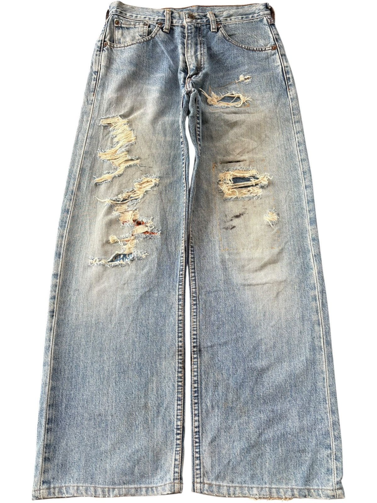 Vintage 90s Levis 504 Mud Wash Patch Distress Baggy Jeans