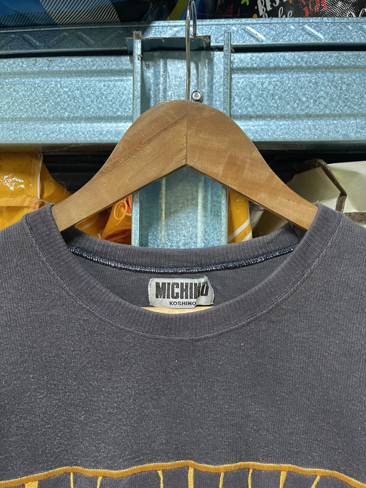 Michiko Koshino London × Vintage Vintage Michiko London Koshino Sweatshirt Black/Yellow Logo Size US L / EU 52-54 / 3 - 4 Thumbnail