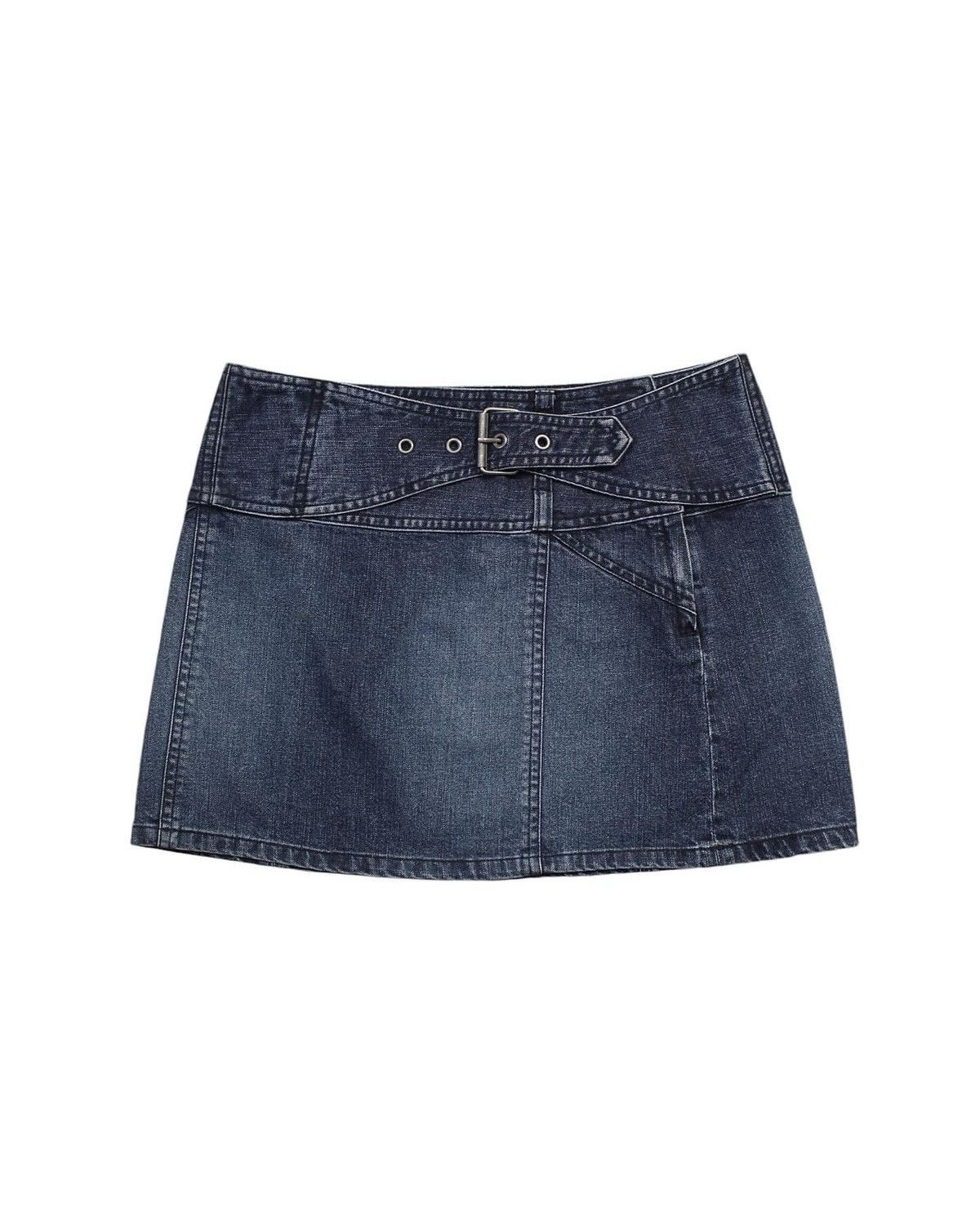 Armani Exchange 1990S ARMANI EXCHANGE DENIM BUCKLE SKIRTS Size 37" - 1 Thumbnail