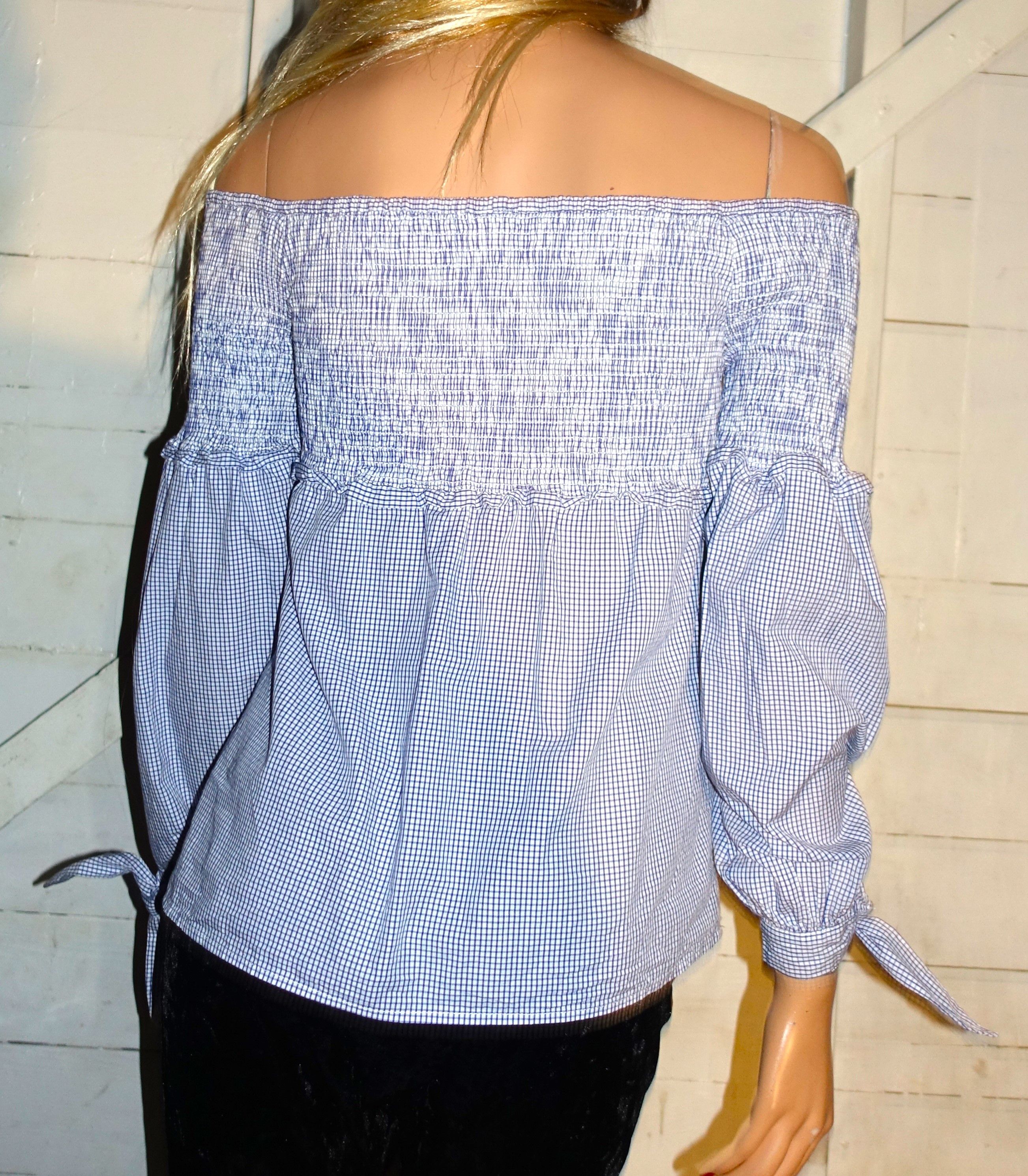 Other WAYF Blue White Gingham Boho Crinkled Top XS Size XS / US 0-2 / IT 36-38 - 5 Thumbnail