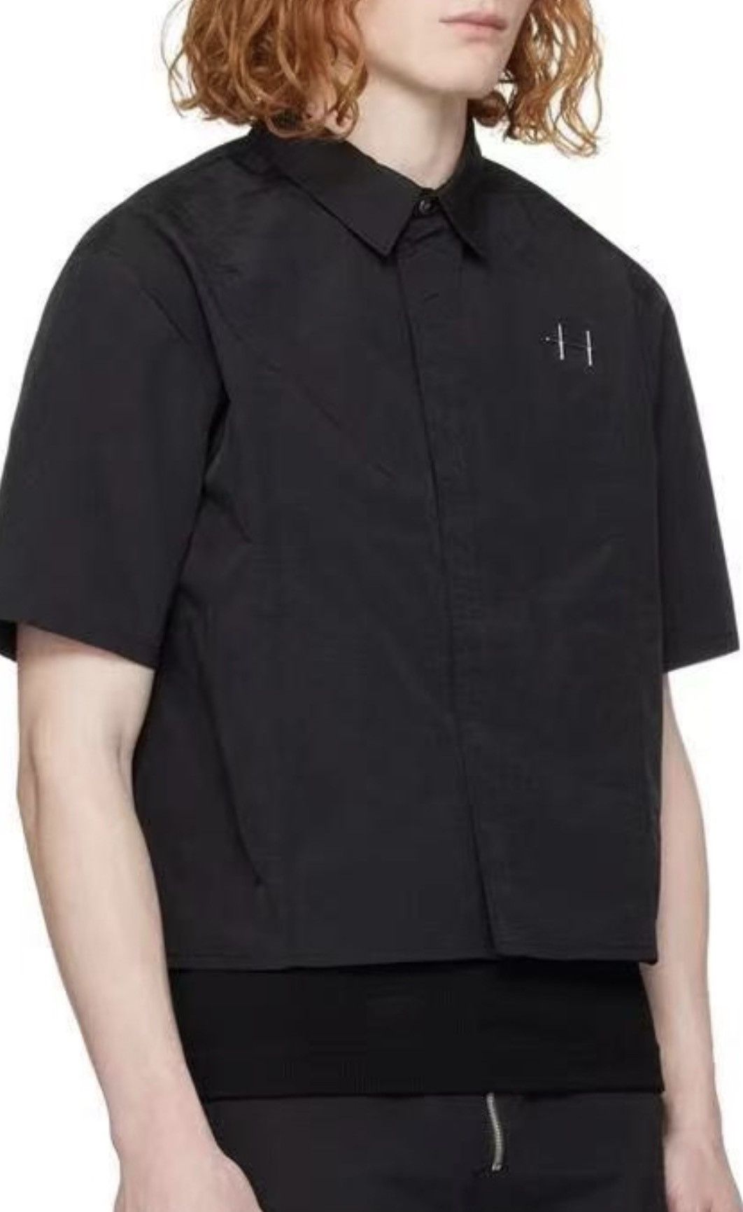 Heliot Emil Heliot Emil Men’s Nylon Ruched Cropped Shirt T-shirt J39 Size US M / EU 48-50 / 2 - 4 Thumbnail