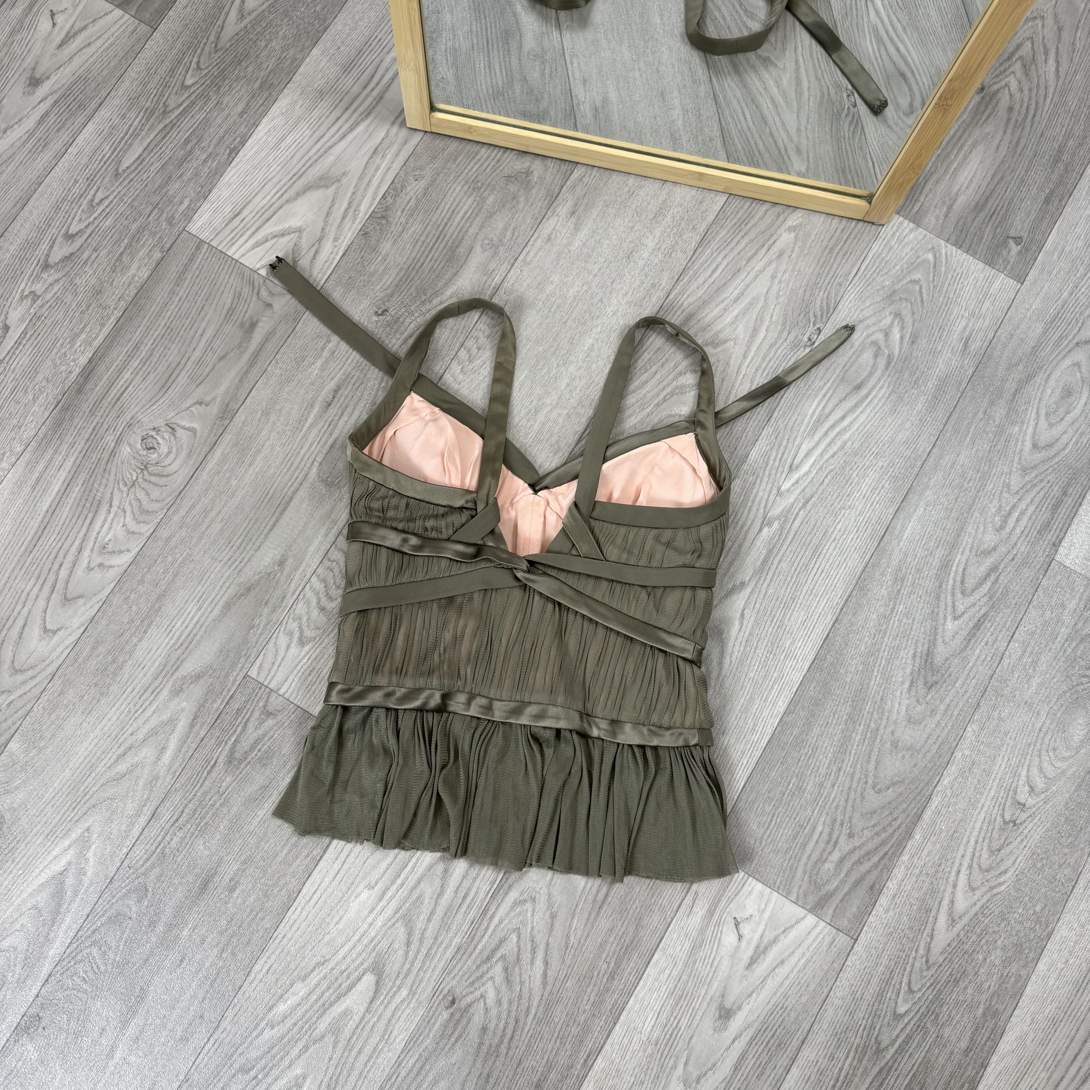 Vintage Vintage Amanda Wakeley 00s Silk Corset Style Crop Top Blouse Size M / US 6-8 / IT 42-44 - 3 Thumbnail