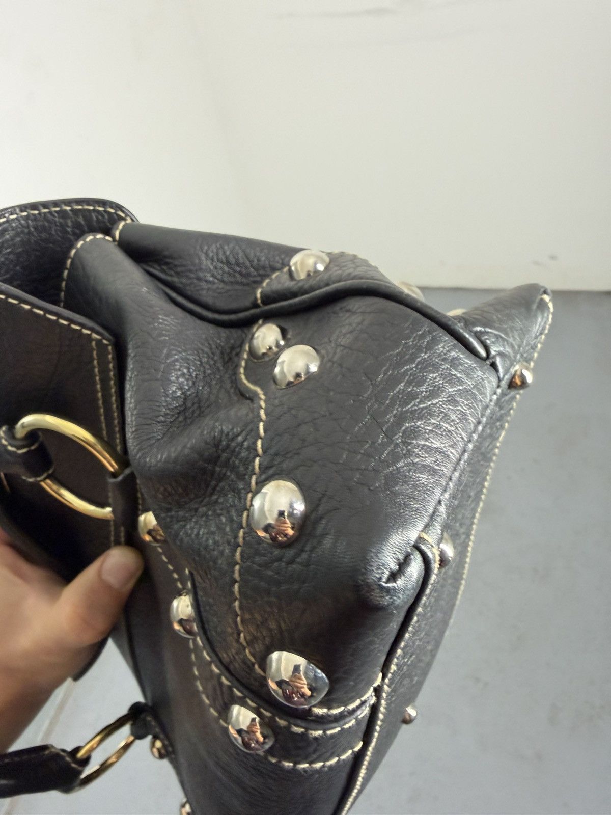 Dolce & Gabbana Dolce & Gabbana Leather Metal Rivets Handbag Size ONE SIZE - 19 Thumbnail