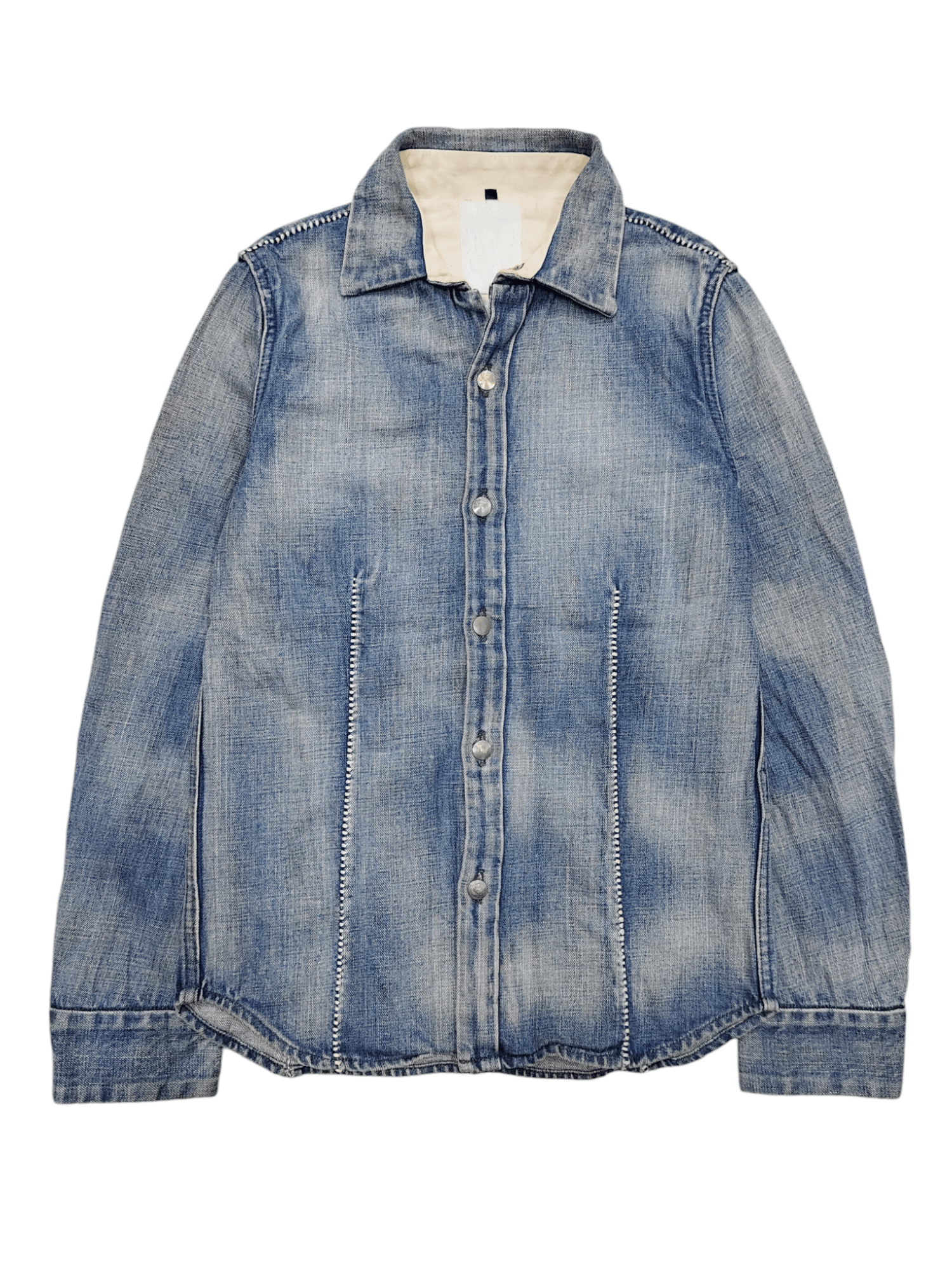 Japanese Brand One Gravity🇯🇵Minimalist Experimental Stitched Denim Jacket Size US S / EU 44-46 / 1 - 1 Thumbnail