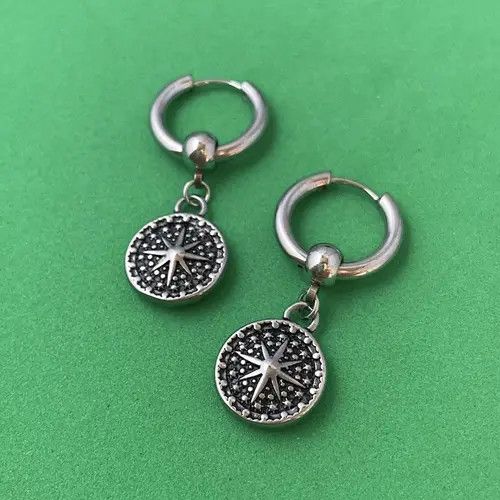 Designer × Jewelry 925 Silver Plated Sun Dangle Drop Earrings for Men Women Size ONE SIZE - 3 Thumbnail