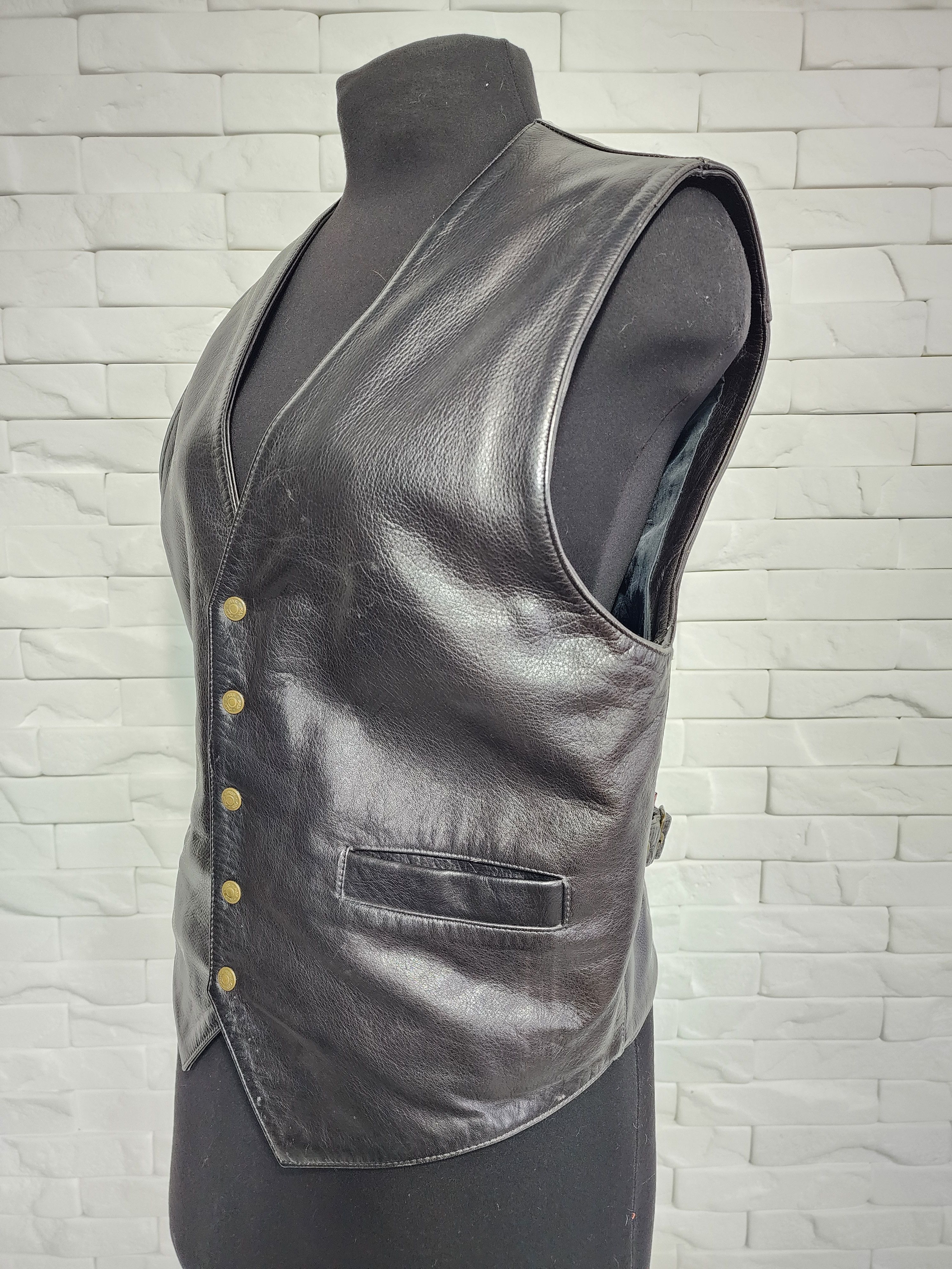 Other Genuine Leather Vest: Black Waistcoat Size US M / EU 48-50 / 2 - 2 Thumbnail