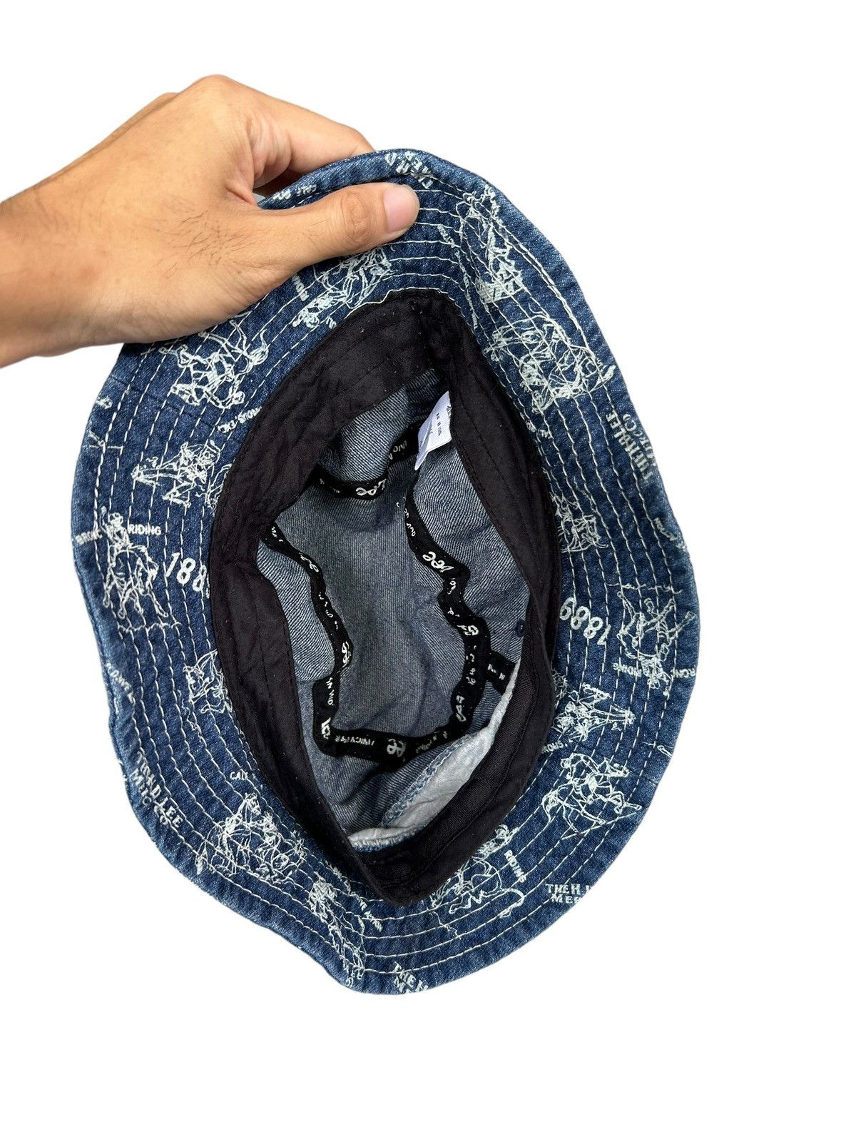 Japanese Brand × Kapital × Vintage Lee Denim Bucket Hats Full Print Bucket Hats Size ONE SIZE - 6 Thumbnail