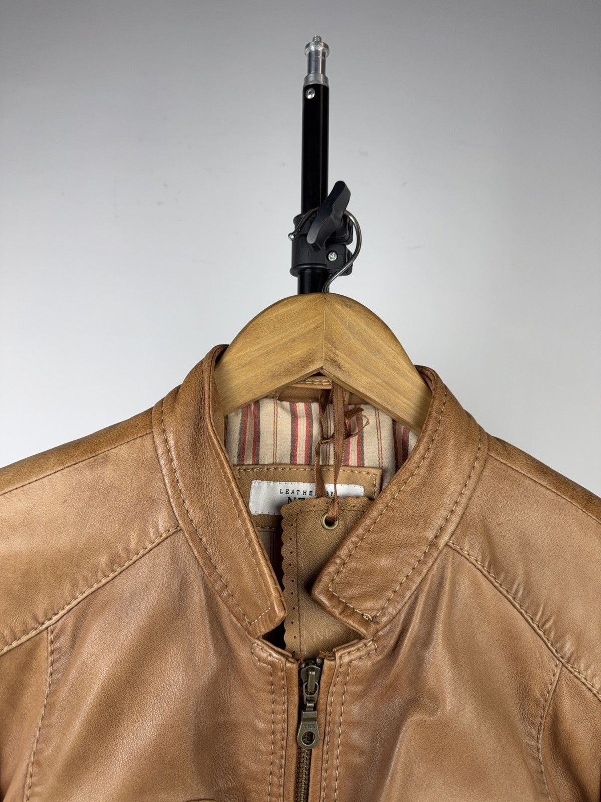 Japanese Brand 00s Leather Safari Biker Moto Jacket Tan Brown Vintage Size M / US 6-8 / IT 42-44 - 2 Thumbnail