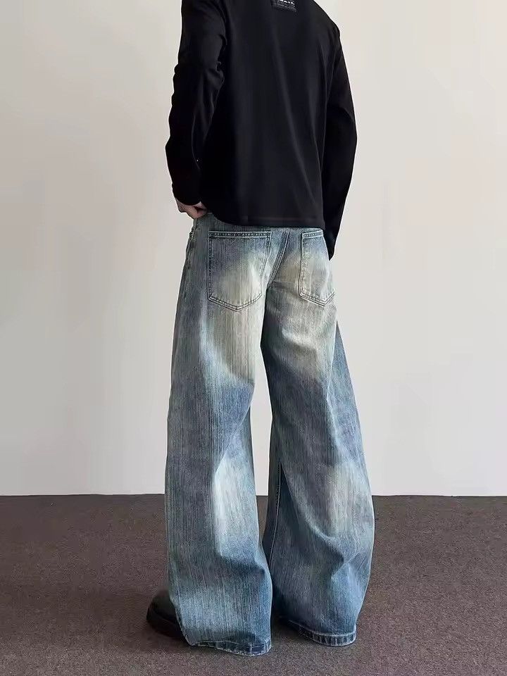 Jean Retro Style Washed Y2k Straight Flared Jeans Trousers Size US 32 / EU 48 - 3 Thumbnail