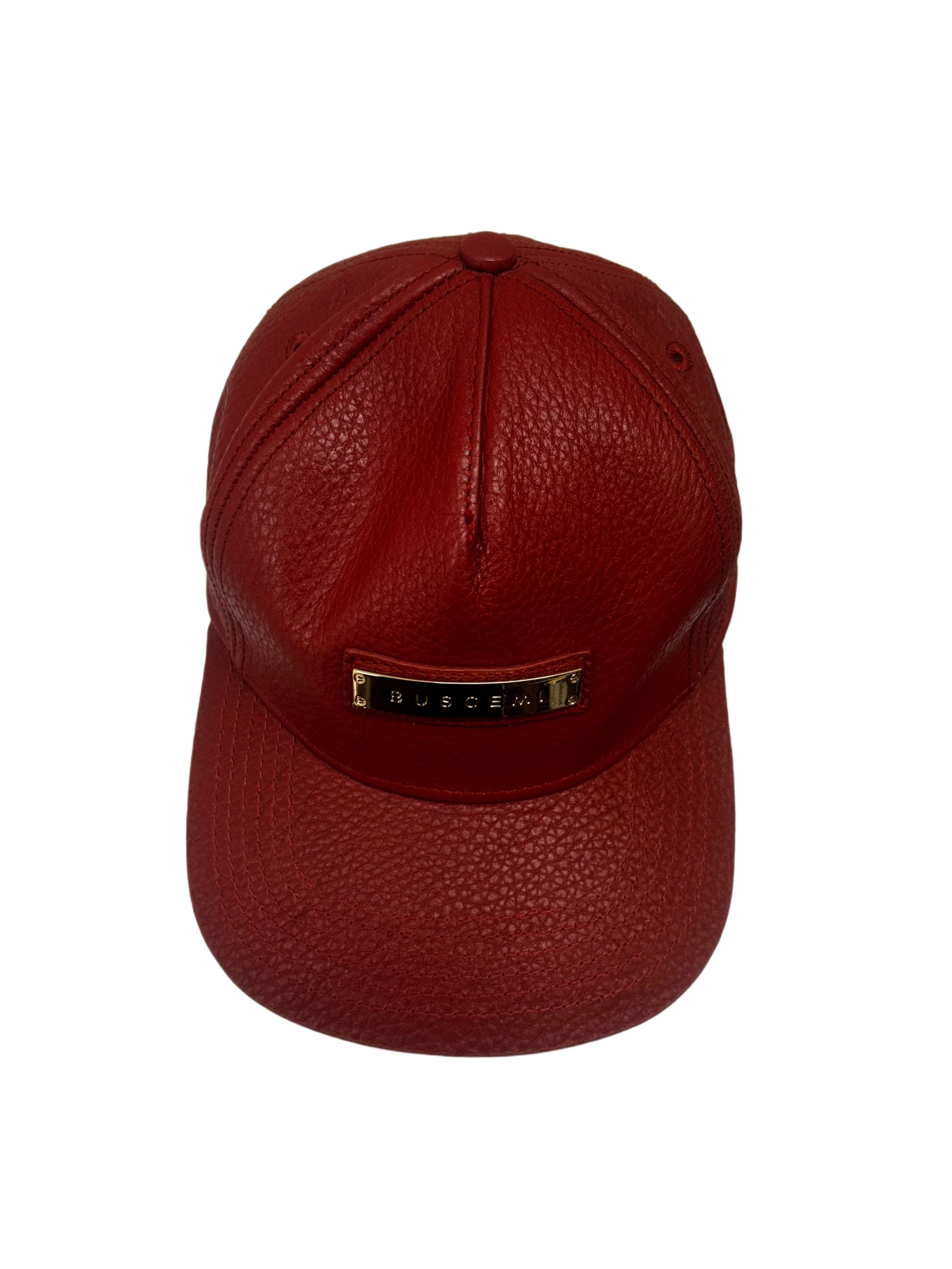 Buscemi Guts Red Leather Screwback Cap Size ONE SIZE - 5 Thumbnail