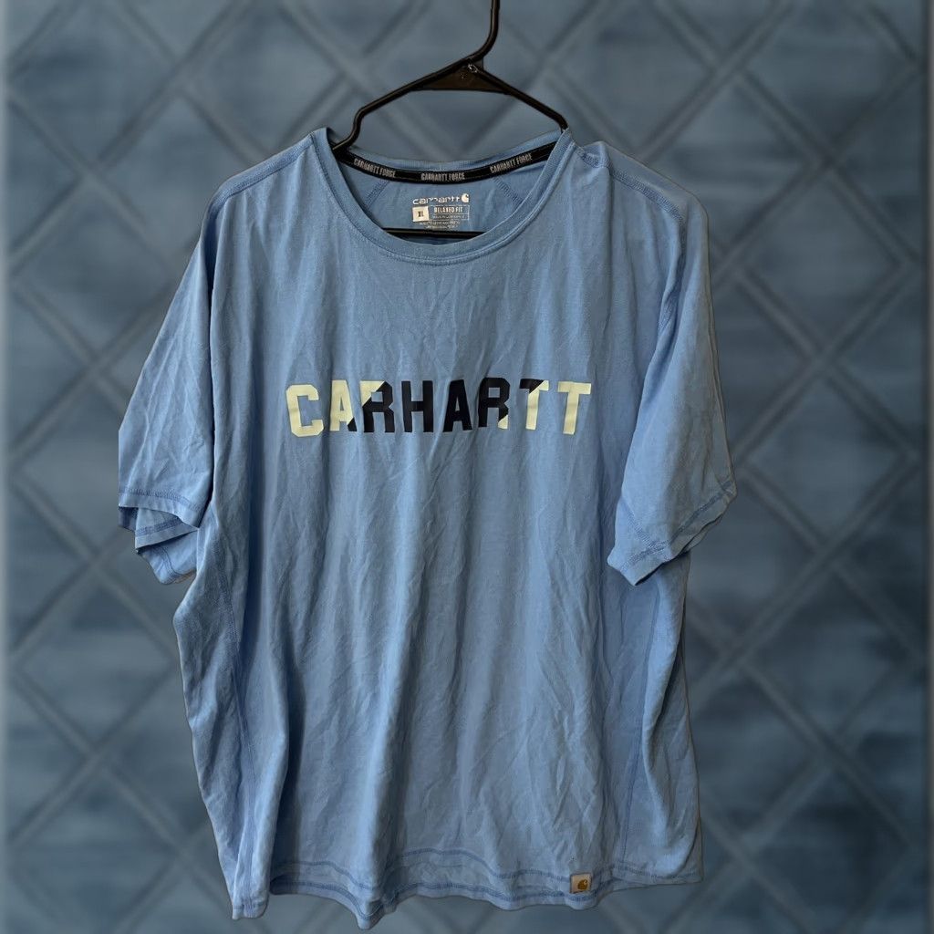 Carhartt Carhartt shirt Mens XL Relaxed Fit Short Sleeve Crew Neck Blue - Logo, Pockets, Cotton Polyester, ForceWorkwear, 2020s, Regular Size, T-Shirt, Men Size US 36 / EU 52 - 1 Thumbnail