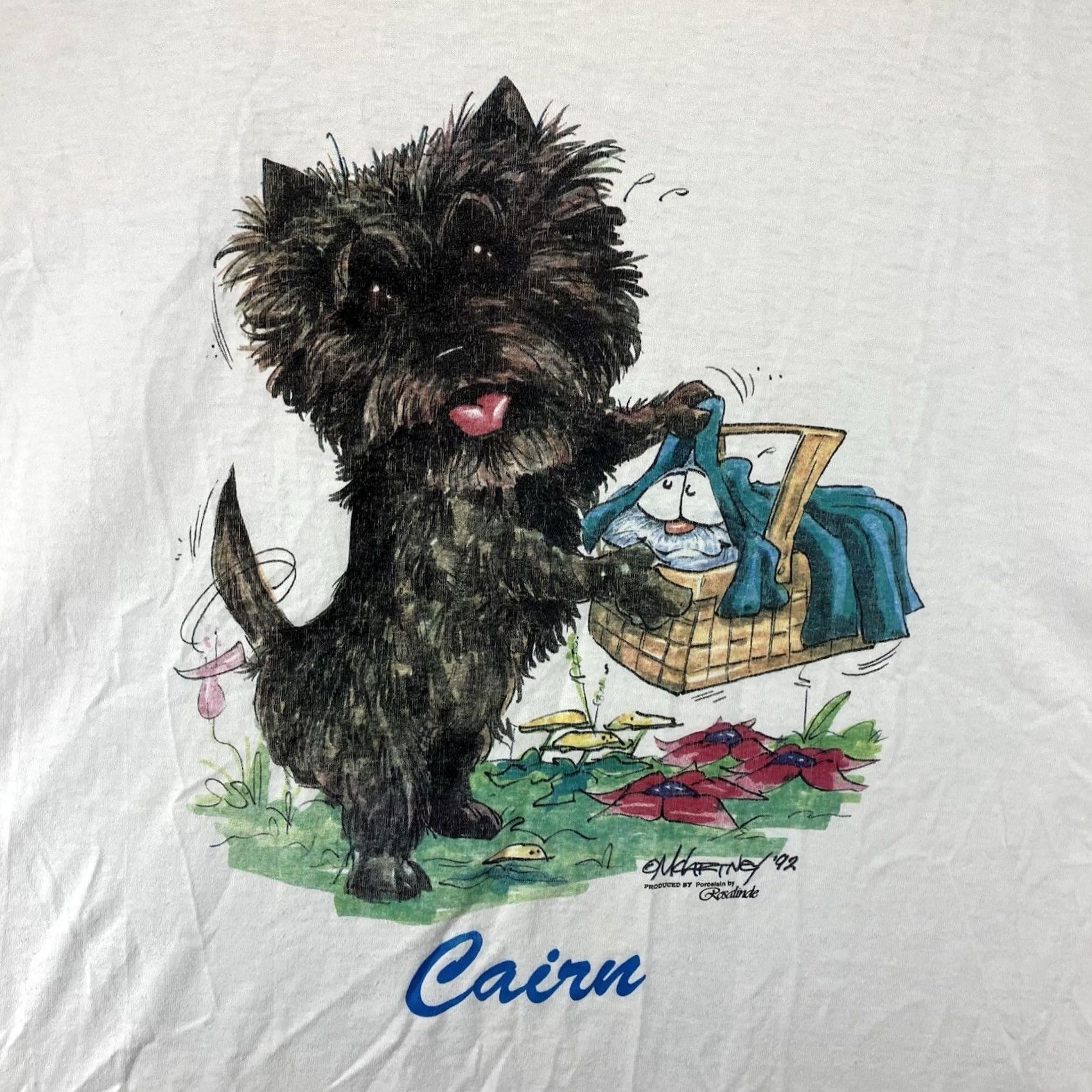 Fruit Of The Loom VINTAGE Cairn Terrier T Shirt Mens XL Single Stitch Funny Basket Cat Souvenir 90s Animals USA Size US XL / EU 56 / 4 - 3 Thumbnail
