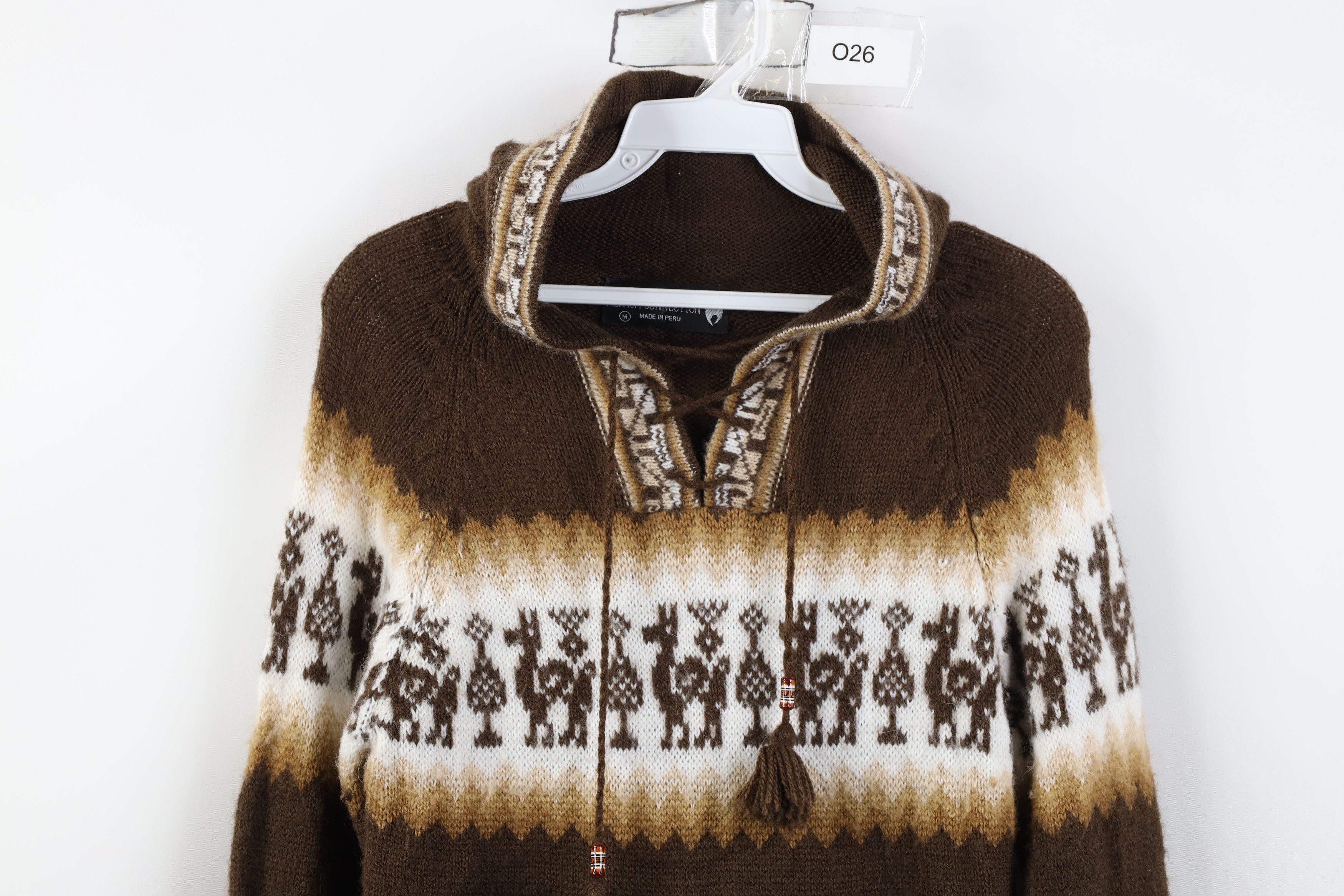 Vintage Vintage 90s Streetwear Blend Knit Fringed Hoodie Sweater Size M / US 6-8 / IT 42-44 - 2 Thumbnail