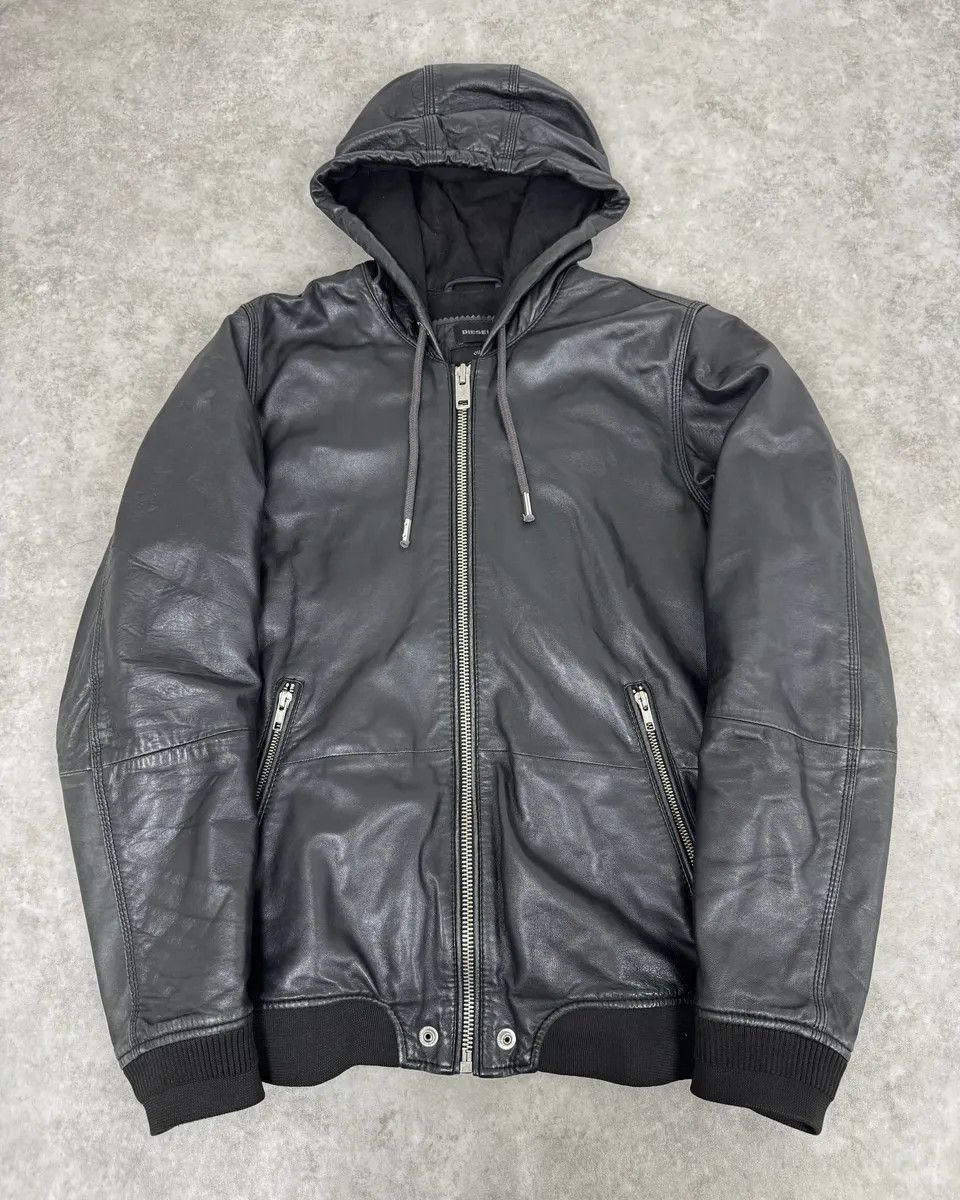 Diesel 2000s Diesel Black Mafia Leather Hooded Jacket Size US M / EU 48-50 / 2 - 1 Thumbnail