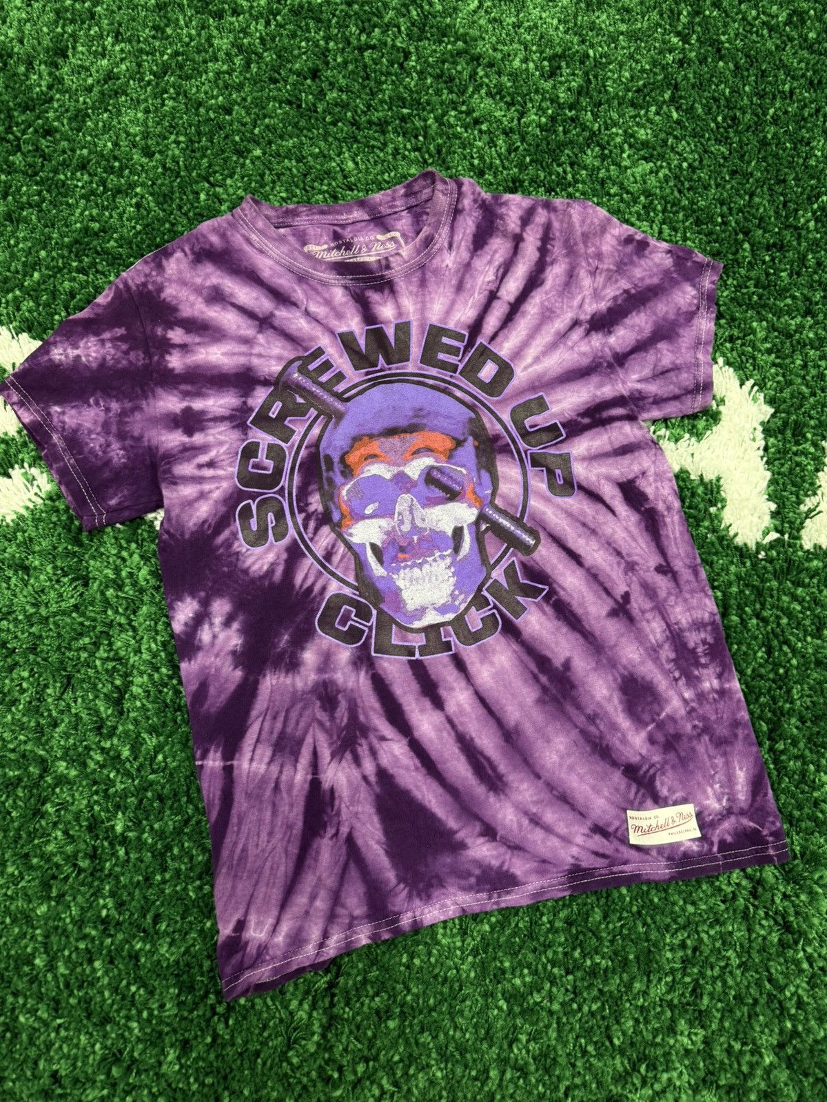 Mitchell & Ness DJ SCREW x Mitchell & Ness Purple Tie Dye Skull Tee Small Size US S / EU 44-46 / 1 - 1 Thumbnail