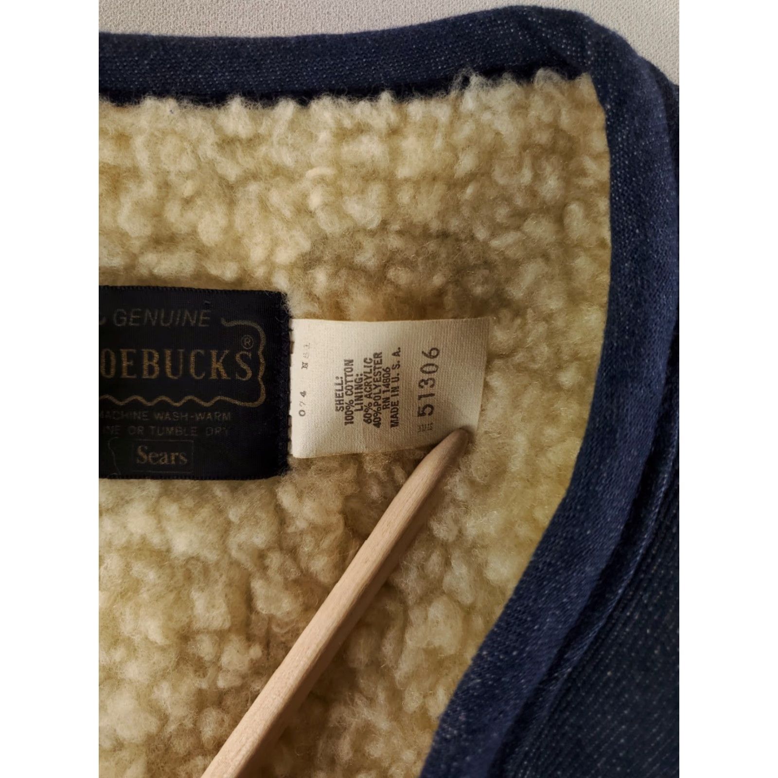 Sears VINTAGE Sears Roebucks VTG 70s Sherpa Denim Vest Made USA Blue Mens XL Size US XL / EU 56 / 4 - 3 Thumbnail
