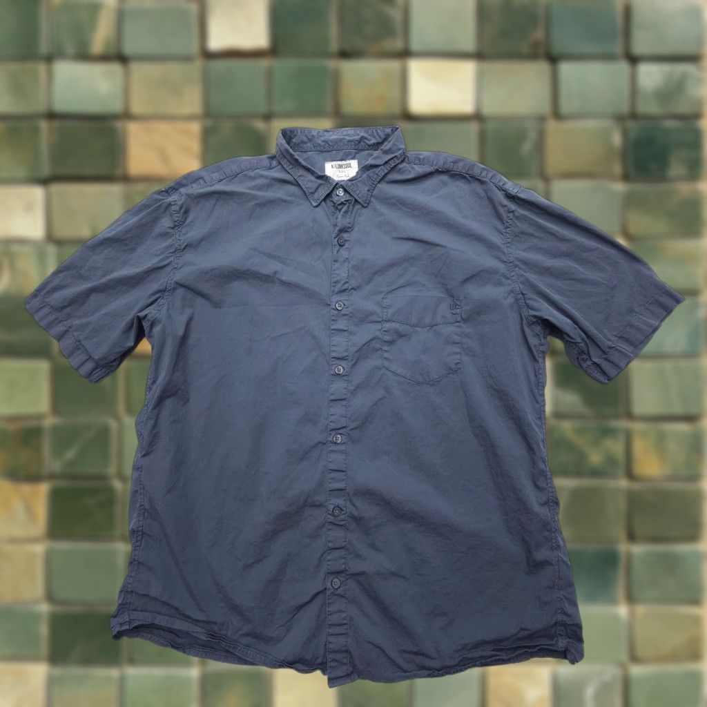 Vintage Linksoul Short Sleeve Shirt Mens 2XL Gray Cotton Stretch Button-Up Collared Casual Size US XXL / EU 58 / 5 - 1 Thumbnail