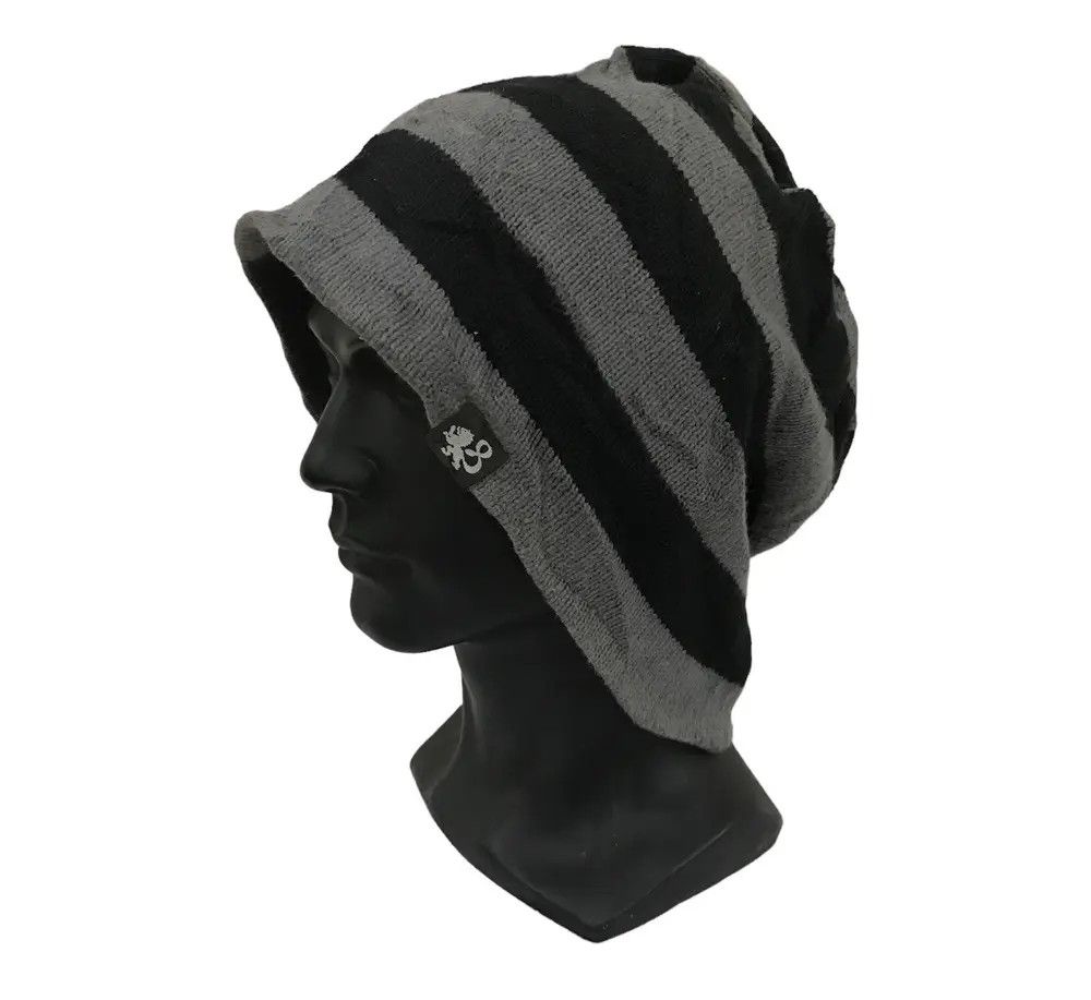 image of Stripe Design Beanie Hat, Men's
