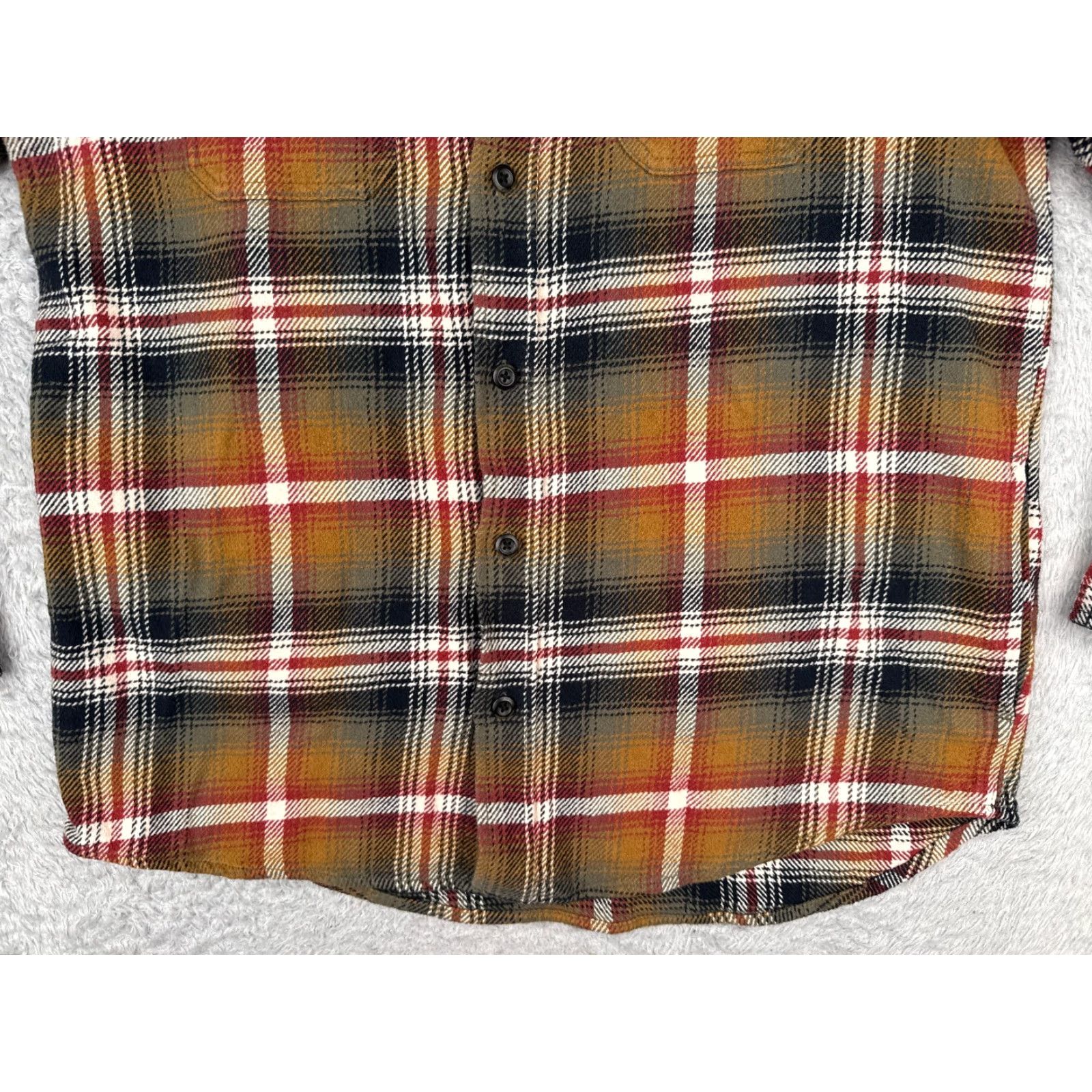 Orvis VINTAGE ORVIS Shirt Mens Large Beige Red Black Flannel Plaid Button-Up Cotton Fish Camp Size US L / EU 52-54 / 3 - 5 Thumbnail
