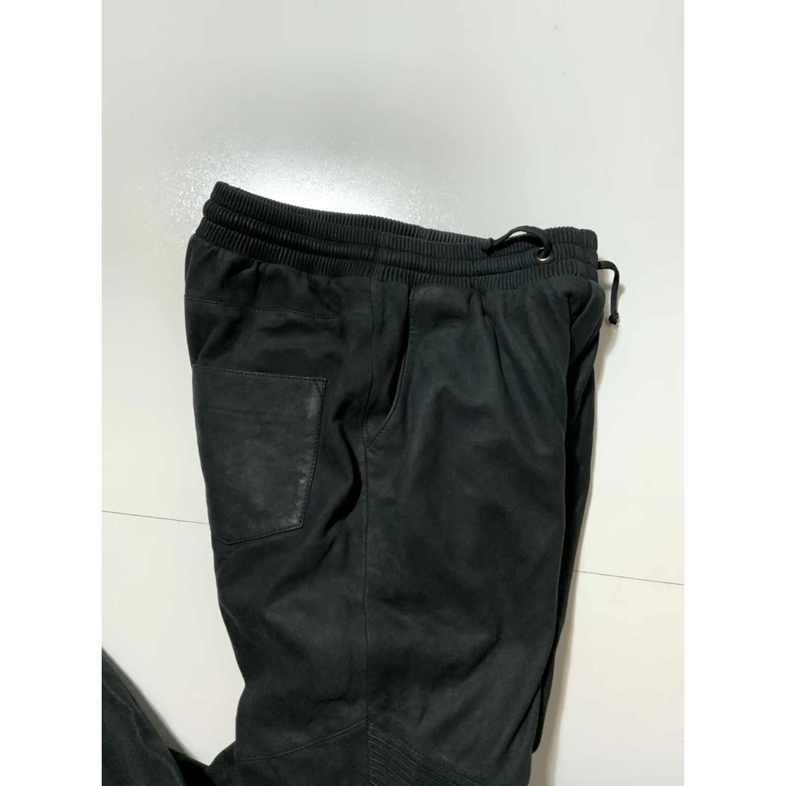 Vintage VINTAGE Autark Rough Concept Berlin Lamb Leather Biker Moto Canvas Drawstring Pants Sz.M Dark Charcoal Grey Men Regular M Inseam 33** Size US 31 - 6 Thumbnail