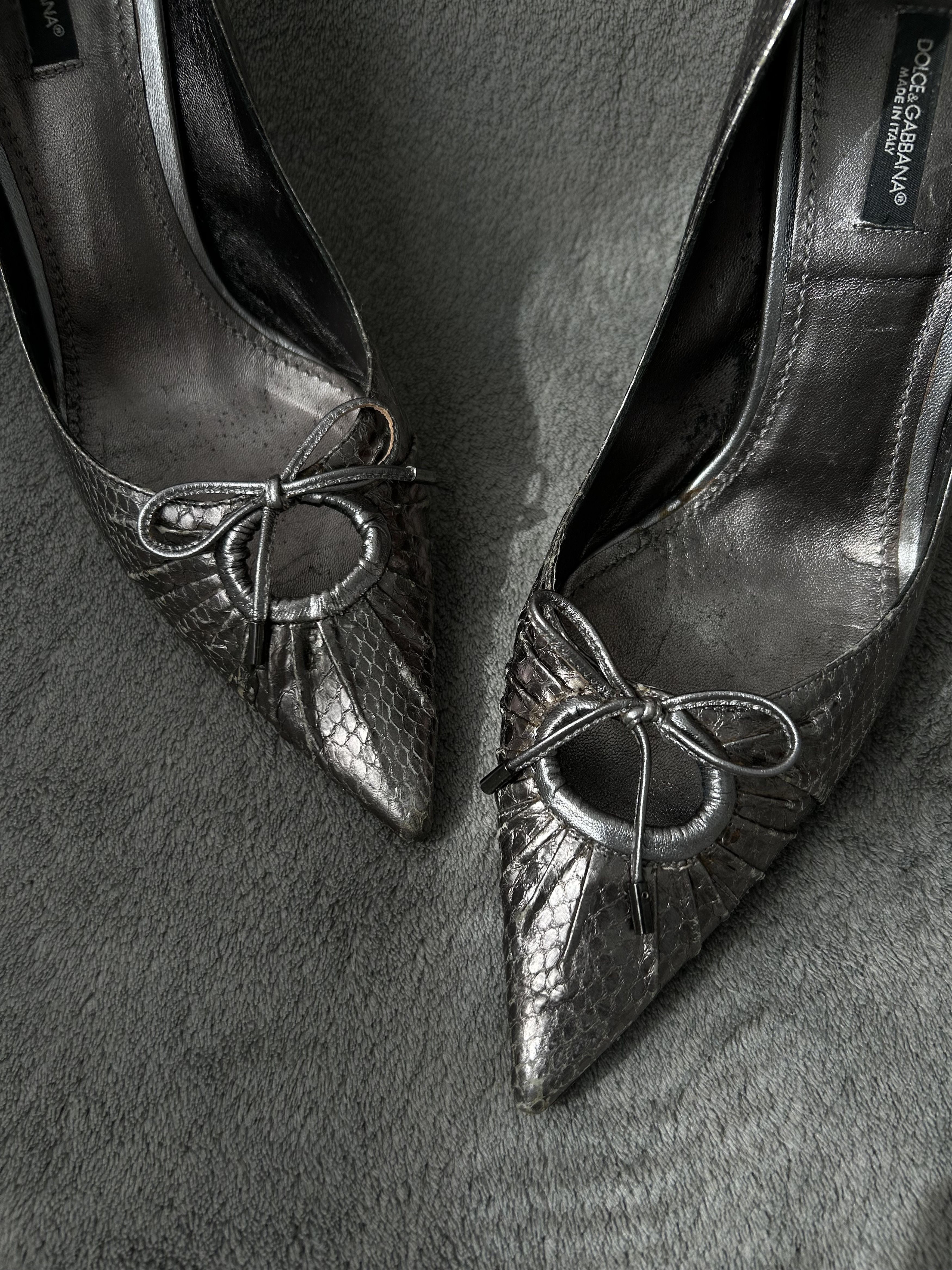 Dolce & Gabbana Dolce & Gabbana Metallic Snakeskin-Embossed Pumps Heels Size US 11 / IT 41 - 3 Thumbnail