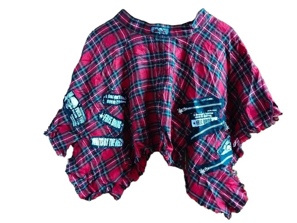 image of Seditionaries x Skulls Mad Punk Mini Skirt Red Tartan Skull Zipper Patch Design, Women's (Size 27)
