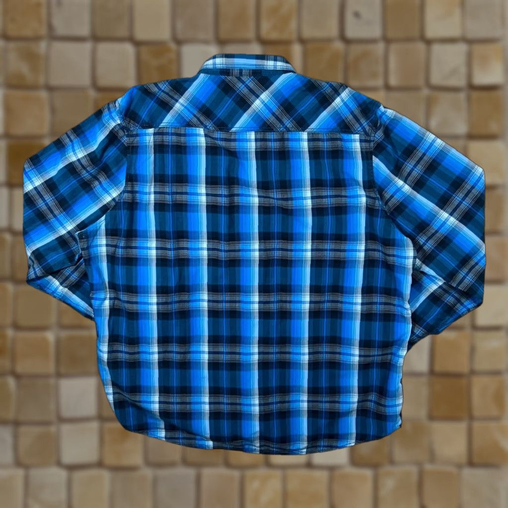 Vintage INC International Concepts Blue Black Check Western Popper Long Sleeve Shirt XXL Mens Shirt Button-Up Plaid Cotton 2XL Size US XXL / EU 58 / 5 - 1 Thumbnail