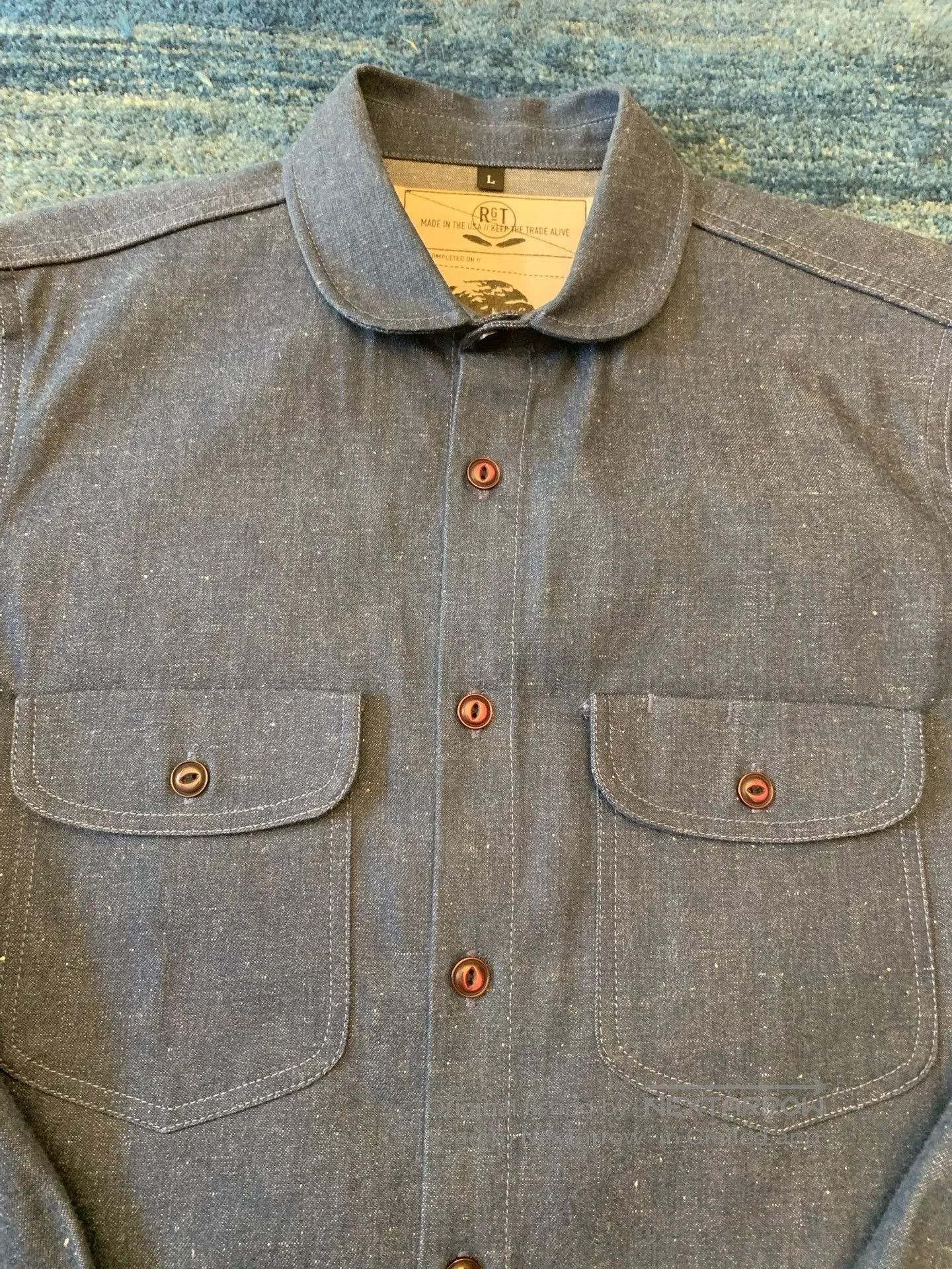 Rogue Territory RGT Shawl Collar Snowflake Denim Work Shirt. Size US L / EU 52-54 / 3 - 4 Thumbnail