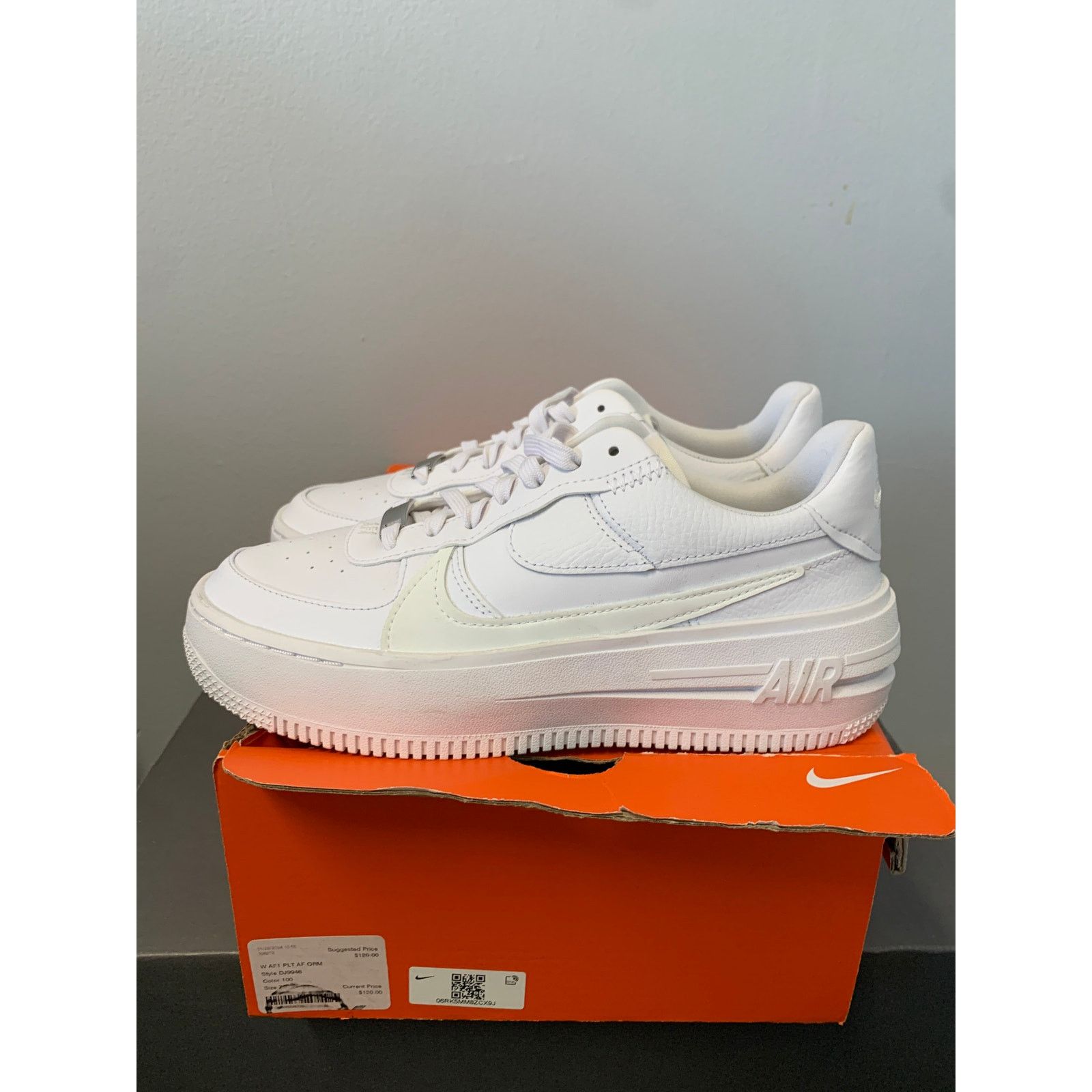 Nike Nike Air Force 1 PLT.AF.ORM Triple White Women's Size 7 NEW Size US 7 / IT 37 - 1 Thumbnail