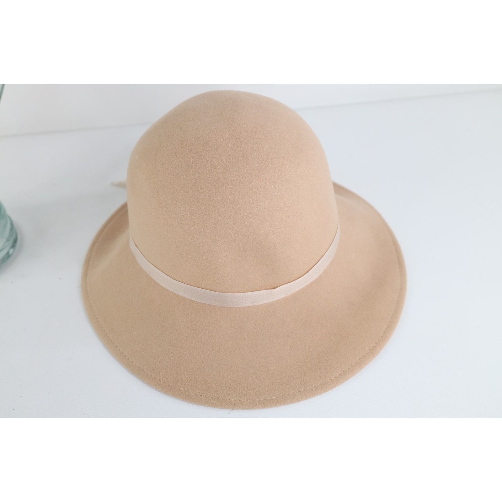 Vintage Vintage 60s Rockabilly Ribbon Peachfelt Wool Felt Cloche Hat Size ONE SIZE - 4 Thumbnail